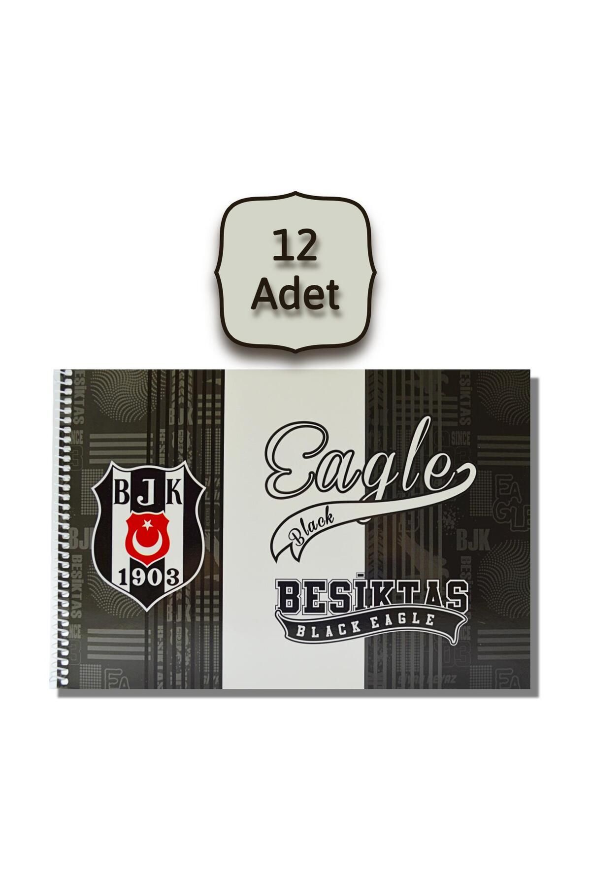Timon Beşiktaş 17x24 15 Yaprak Karton Kapak Spiralli Resim Defteri 12 Adet