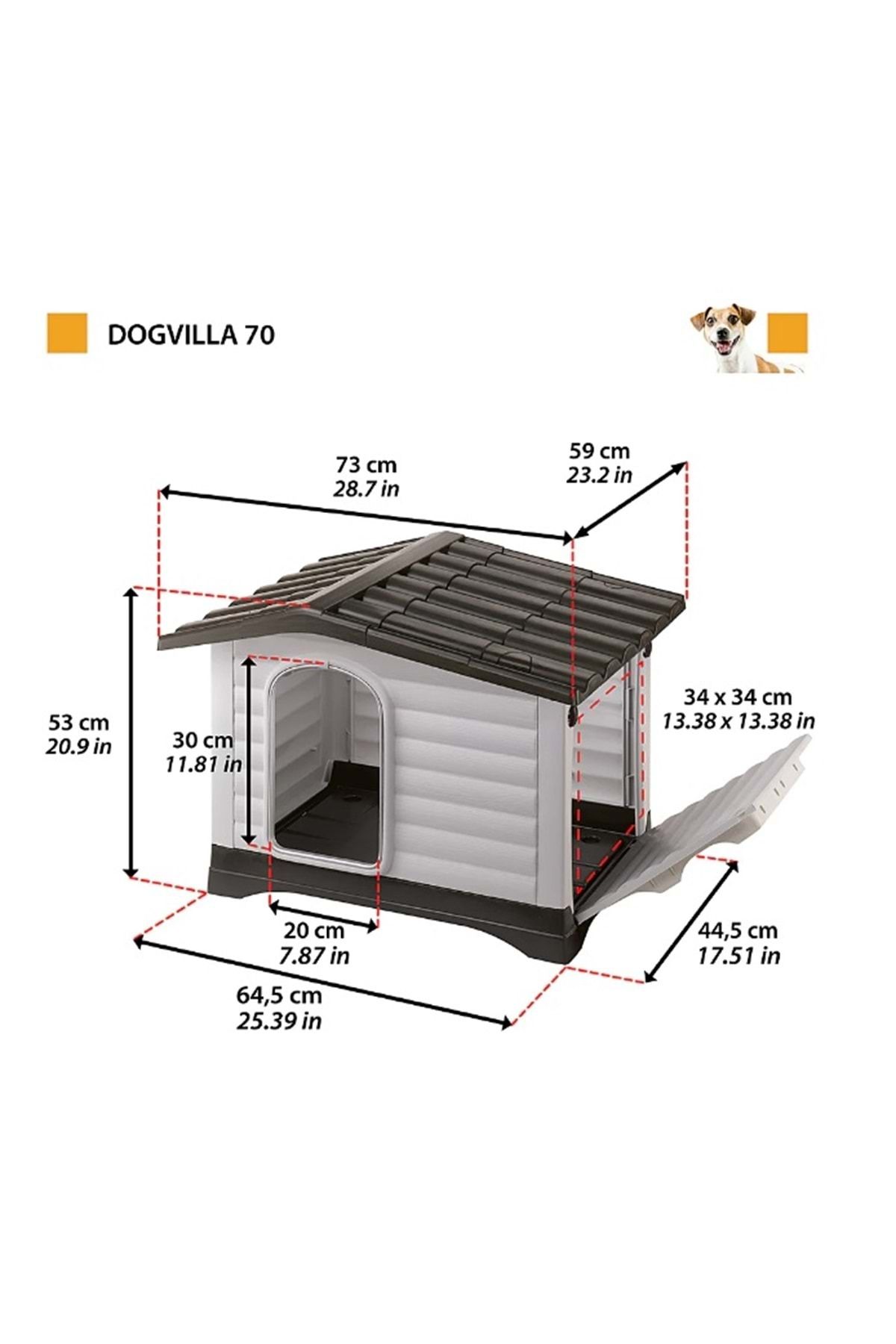 Ferplast Dog Villa 70 Termoplastik Reçine Köpek Kulübesi, Yan Açma Sistemi