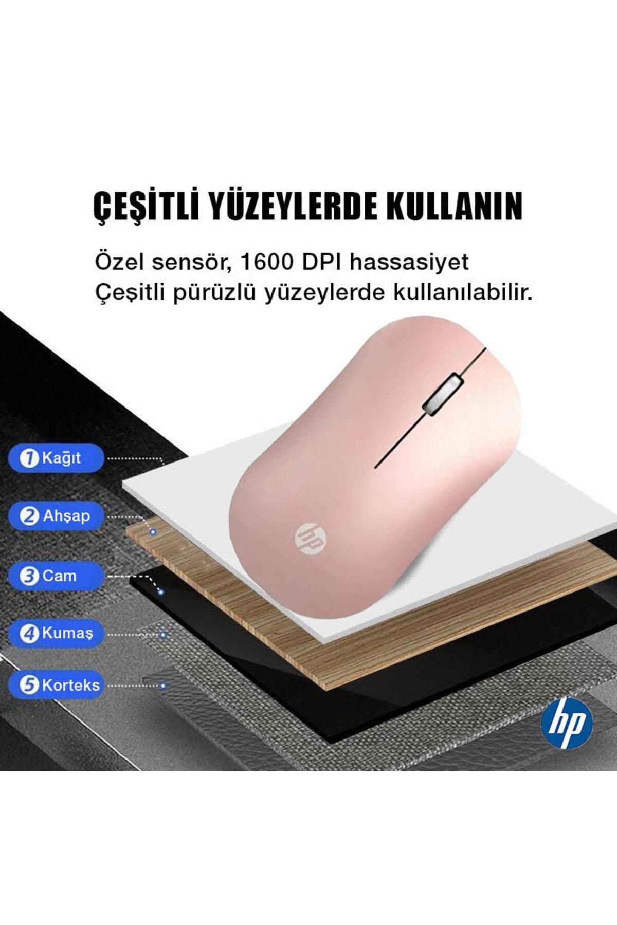 HP Dm10 2,4ghz Bluetooth Wireless Kablosuz Sessiz Mouse Pembe