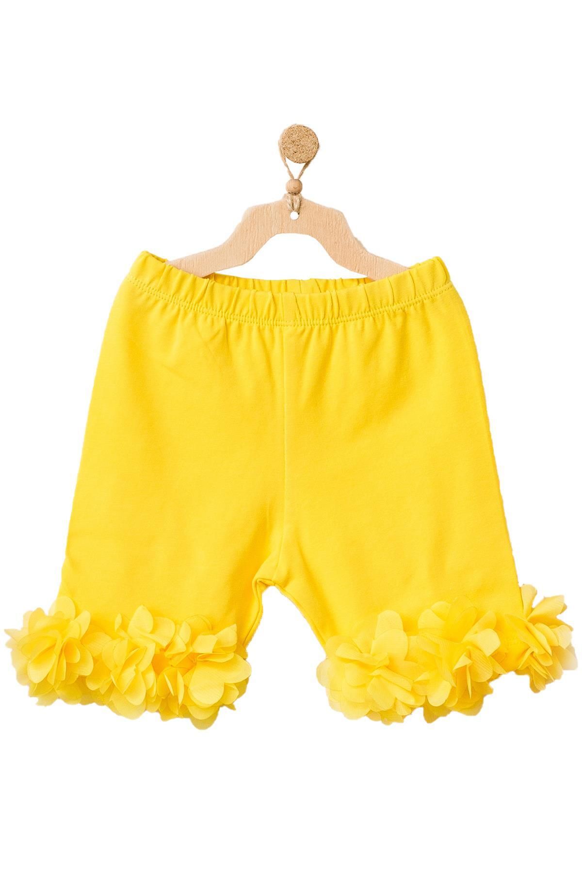 Andy Wawa Kız Bebek Paçaları Tüllü Sarı Renk Şort Ac21849r