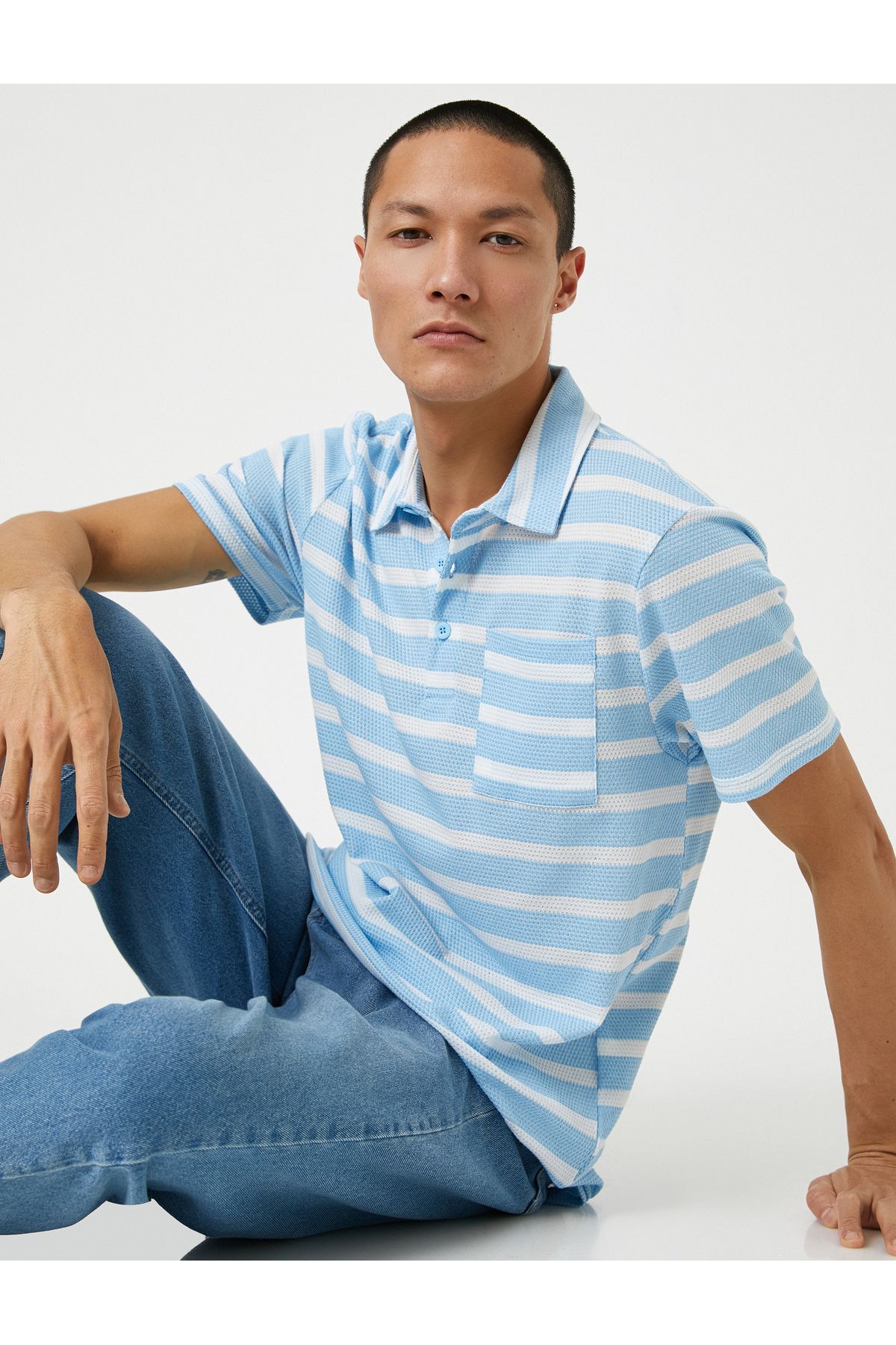 Koton Basic Tişört Polo Yaka Düğmeli Cep Detaylı