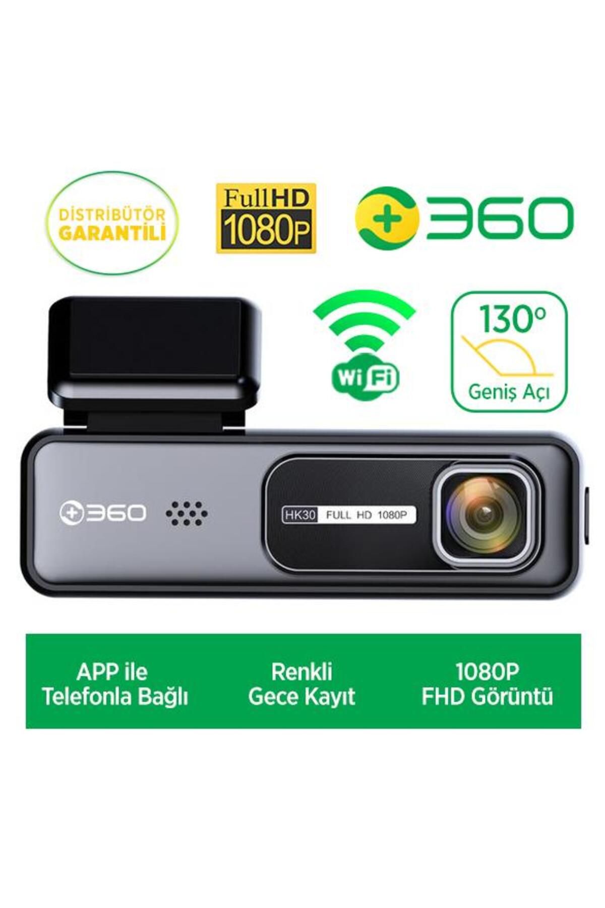 +360 360 Hk30 Wifi 1080p 130° Geniş Açı Gece Görüşlü Akıllı Araç Içi Kamera