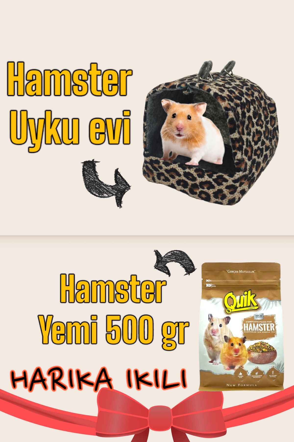ozzipetshop Hamster Yemi 500 gr + hamster Yuvasi Harika ikili Set