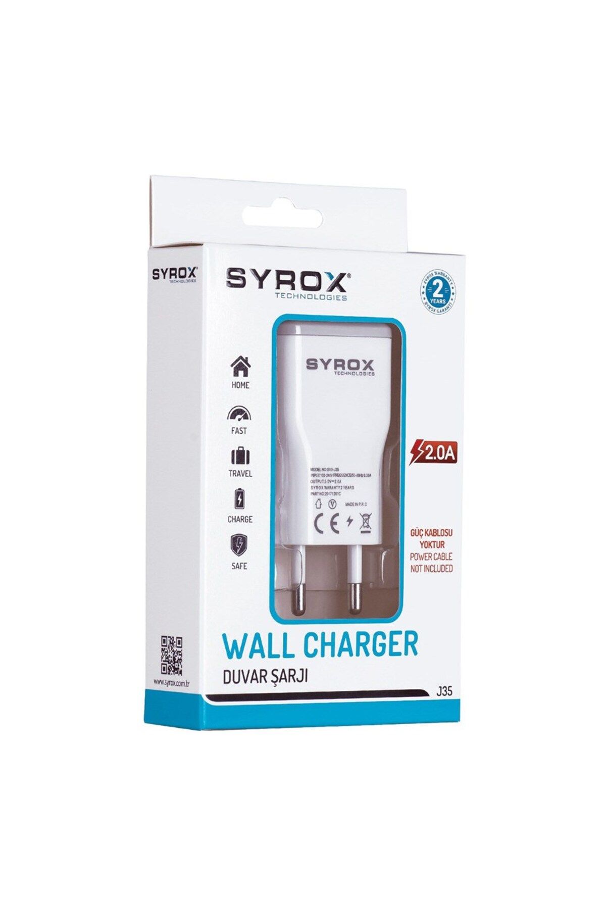 Syrox Usb Ev Şarj Adaptörü (başlık) 2.0a Syx-j50