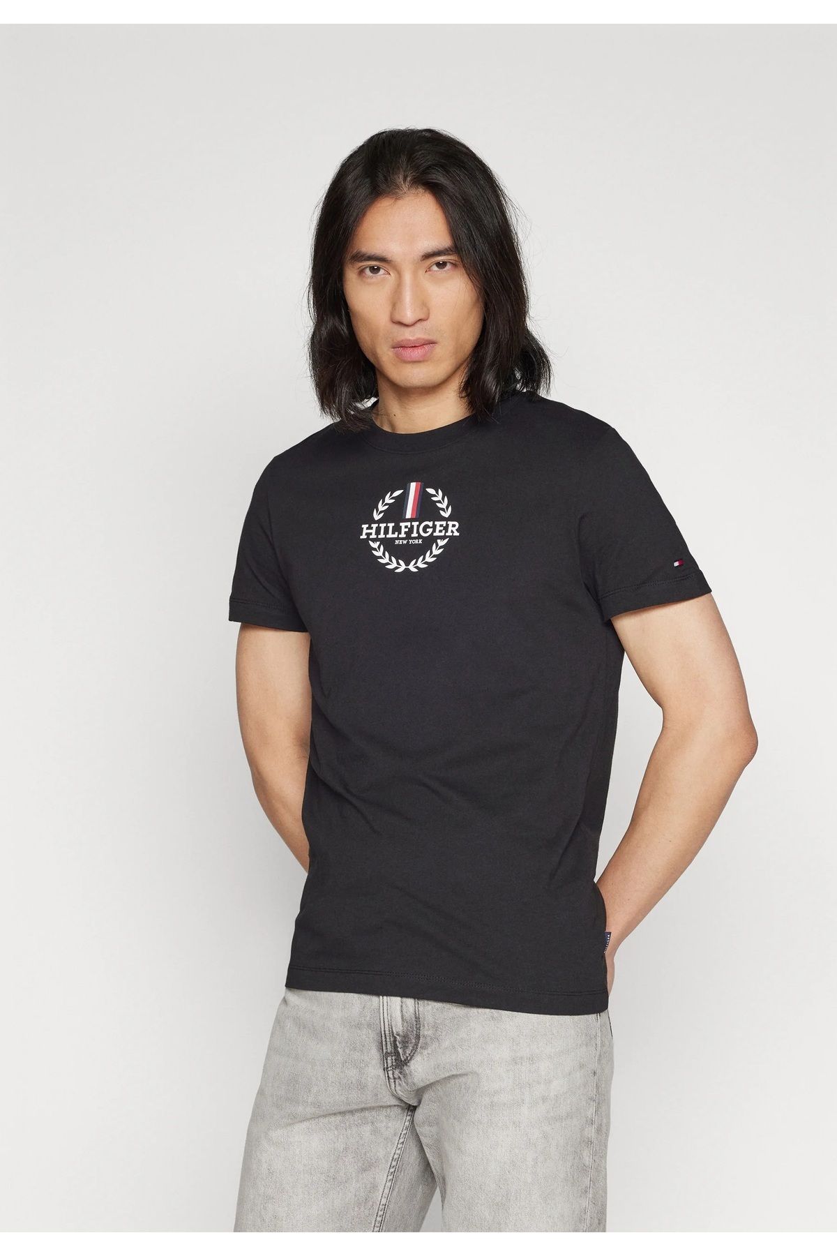 Tommy Hilfiger GLOBAL ÇİZGİLİ TİŞÖRT - Baskılı T-shirt/SİYAH