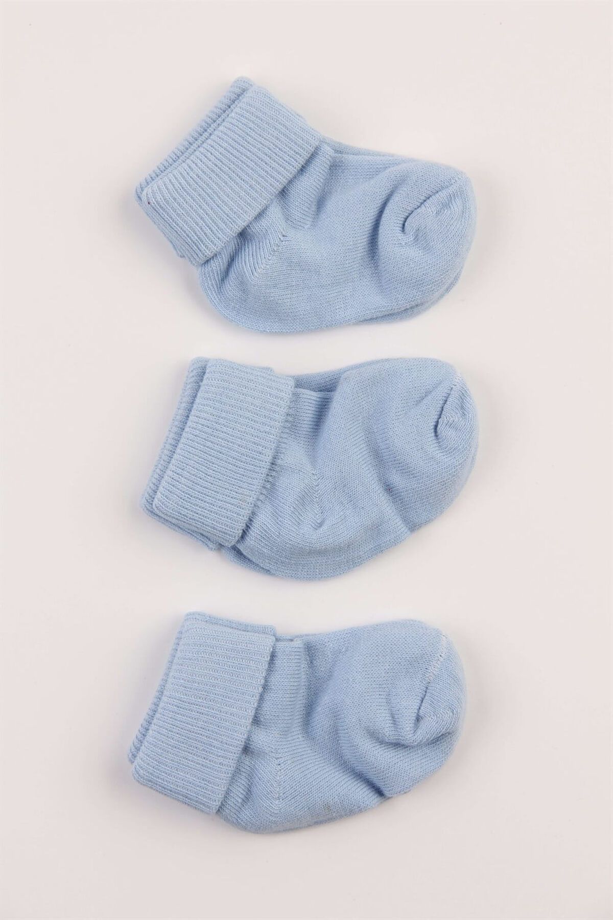 For My Baby Mavi Pamuklu 3'lü Erkek Bebek Çorabı