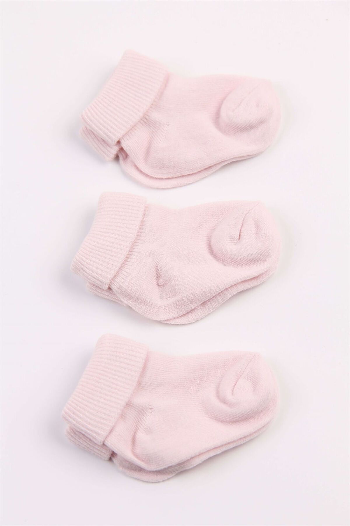 For My Baby Pembe Pamuklu 3'lü Kız Bebek Çorabı