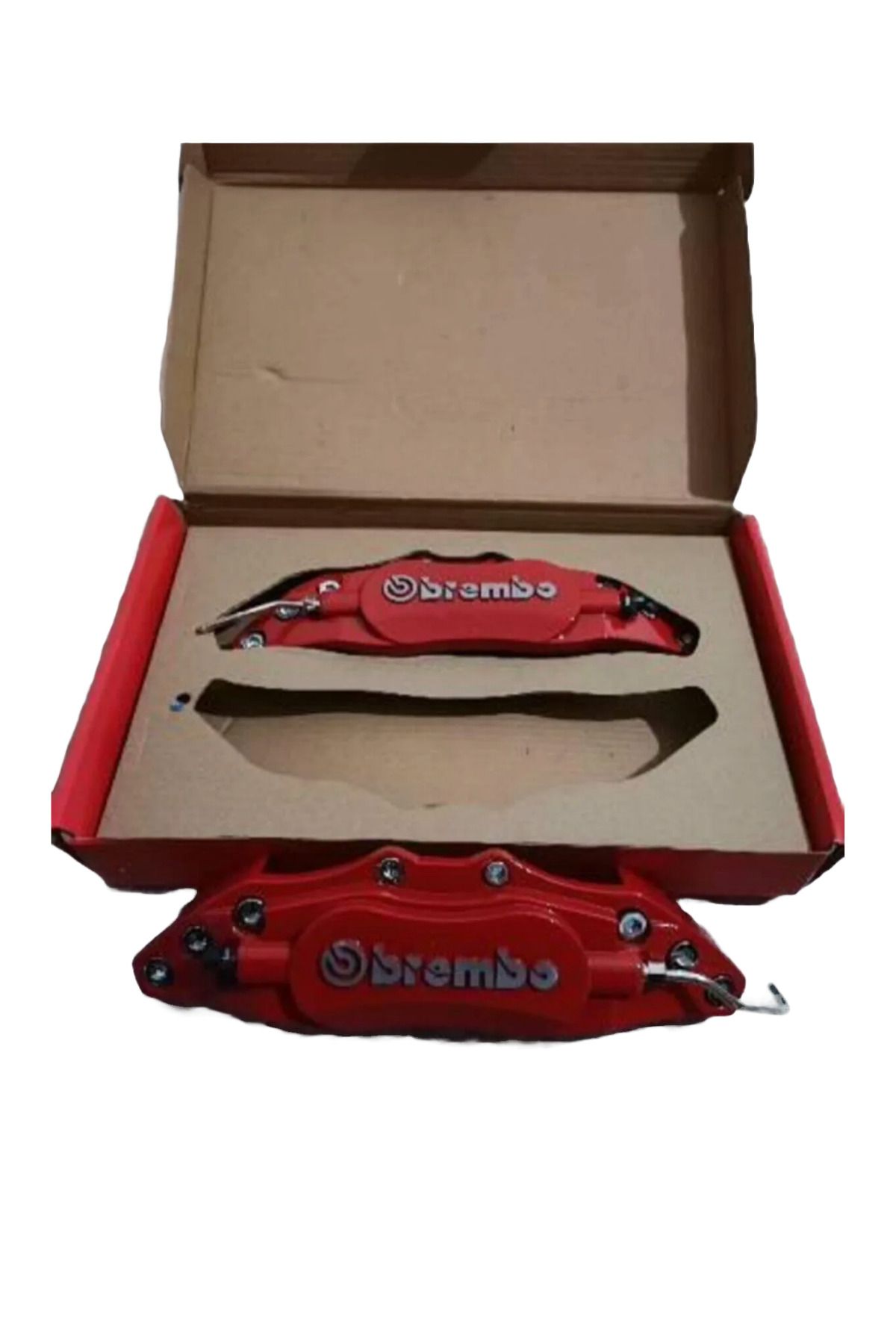 Brembo Metal Jant Kaliper Kapağı Kabartma Yazılı Jant Braketi 2li Set Kırmızı