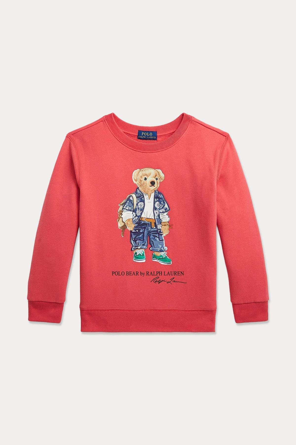 Ralph Lauren 2-6 Yaş Unisex Çocuk Polo Bear Sweatshirt 6y / Kırmızı