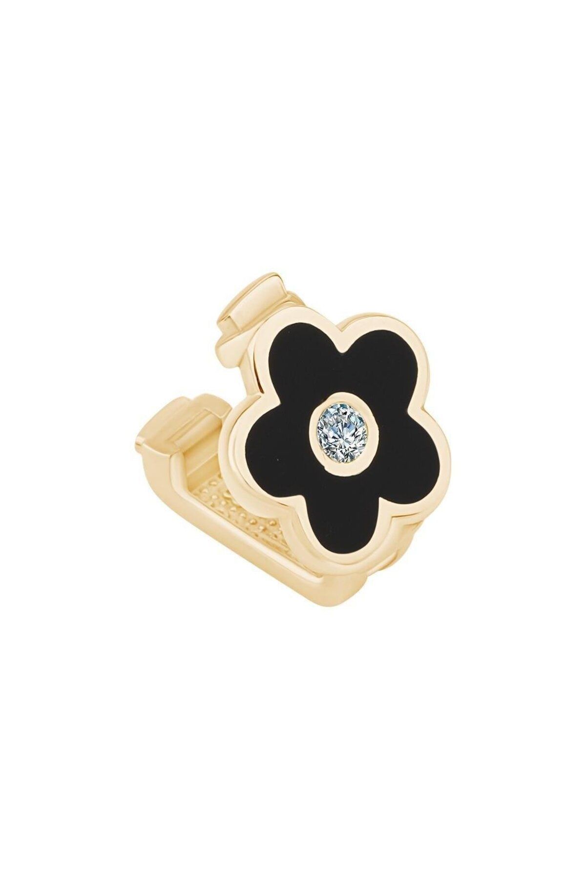 Ema Jewellery Altın Siyah Çiçek 9mm Bileklik Charm