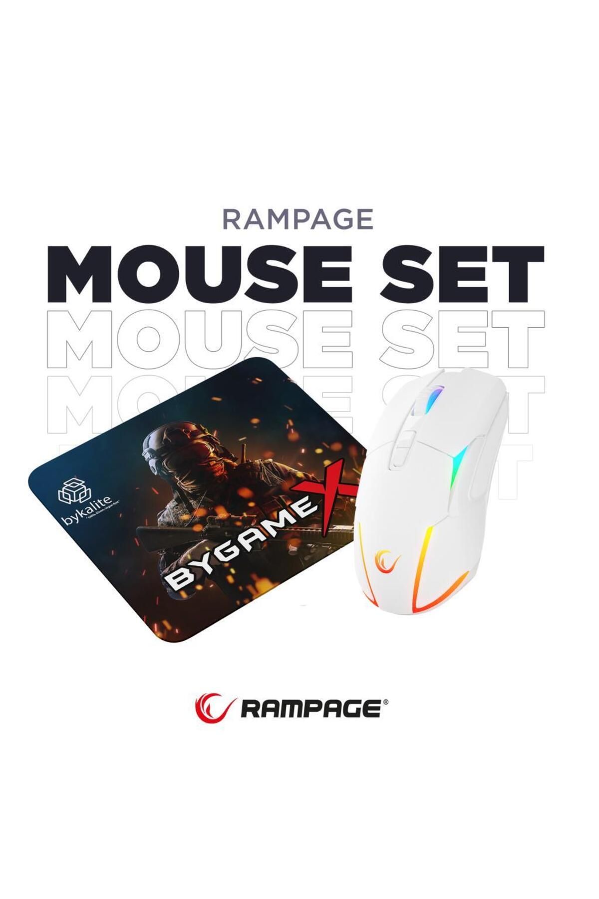 Rampage NOVA M4 Kablosuz Beyaz Oyuncu Mouse & BygameX 25x35cm Mousepad 2li Set