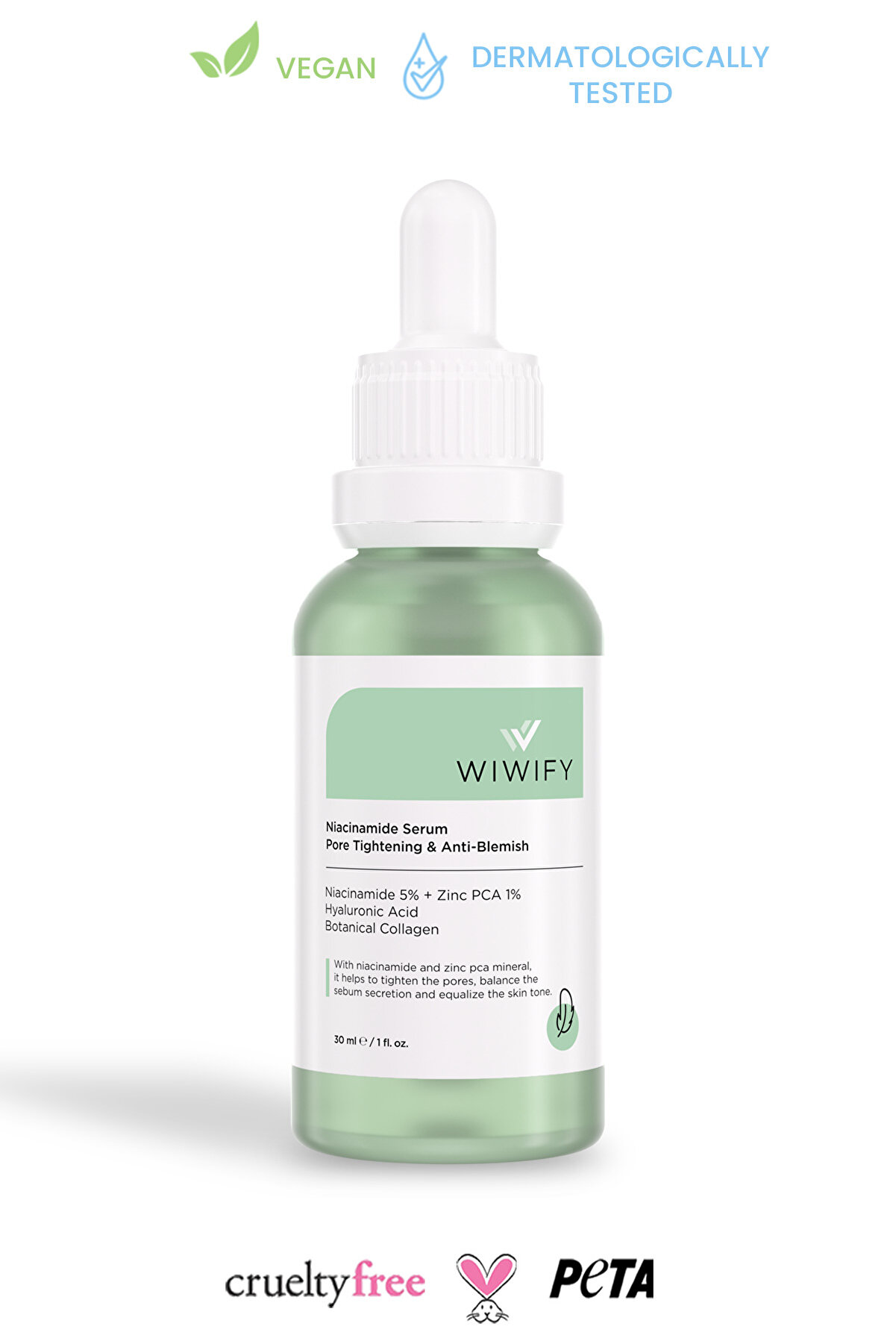 WIWIFY Gözenek Sıkılaştırıcı Anti Akne Ton Eşitleyici Botanikal Kolajen Serum (niacinamide 5%+zınc Pca 1%)