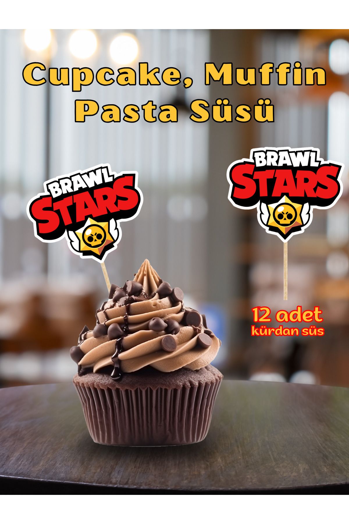 BRAWL STARS Doğum Günü Pasta Kürdanı Brawl Stars, 12 Adet Cupcake Süsü