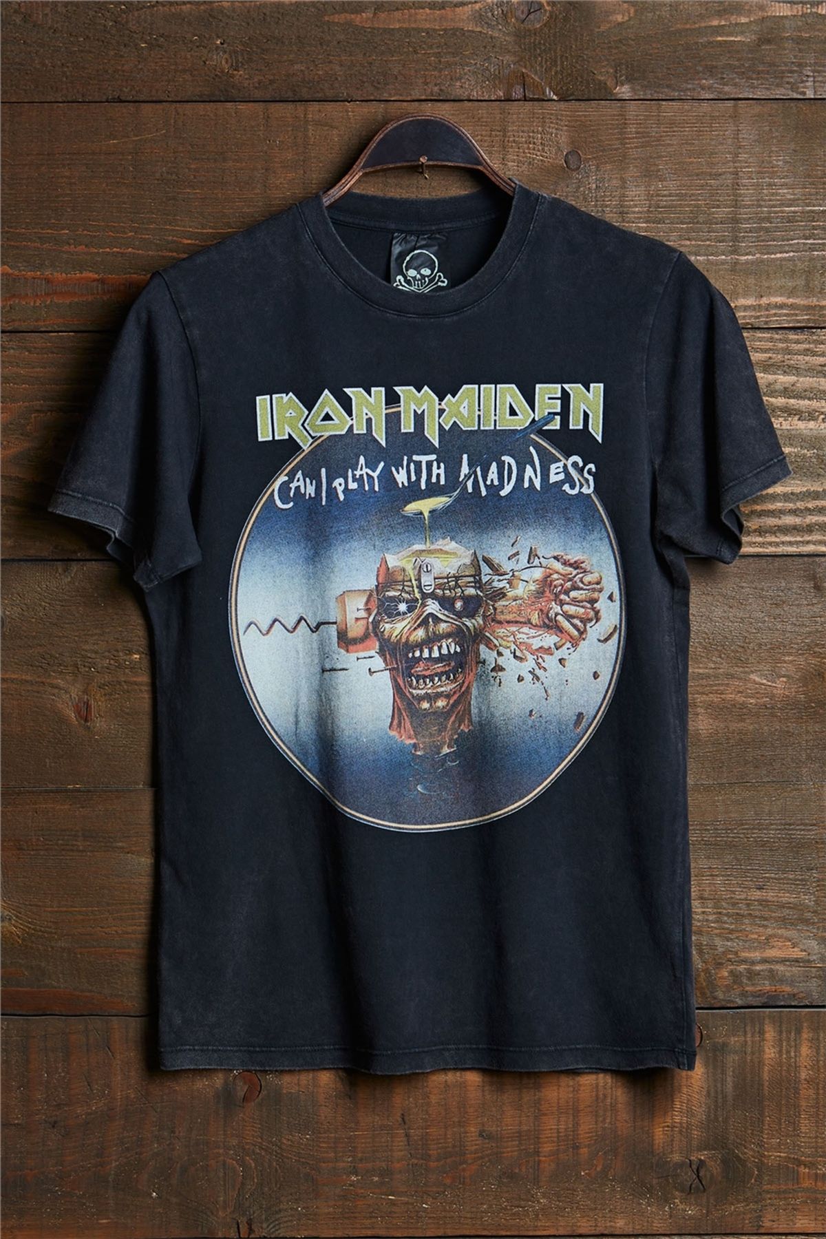 Overdrive Iron Maiden Madness Vintage Yıkamalı Siyah Rock Grup T-shirt