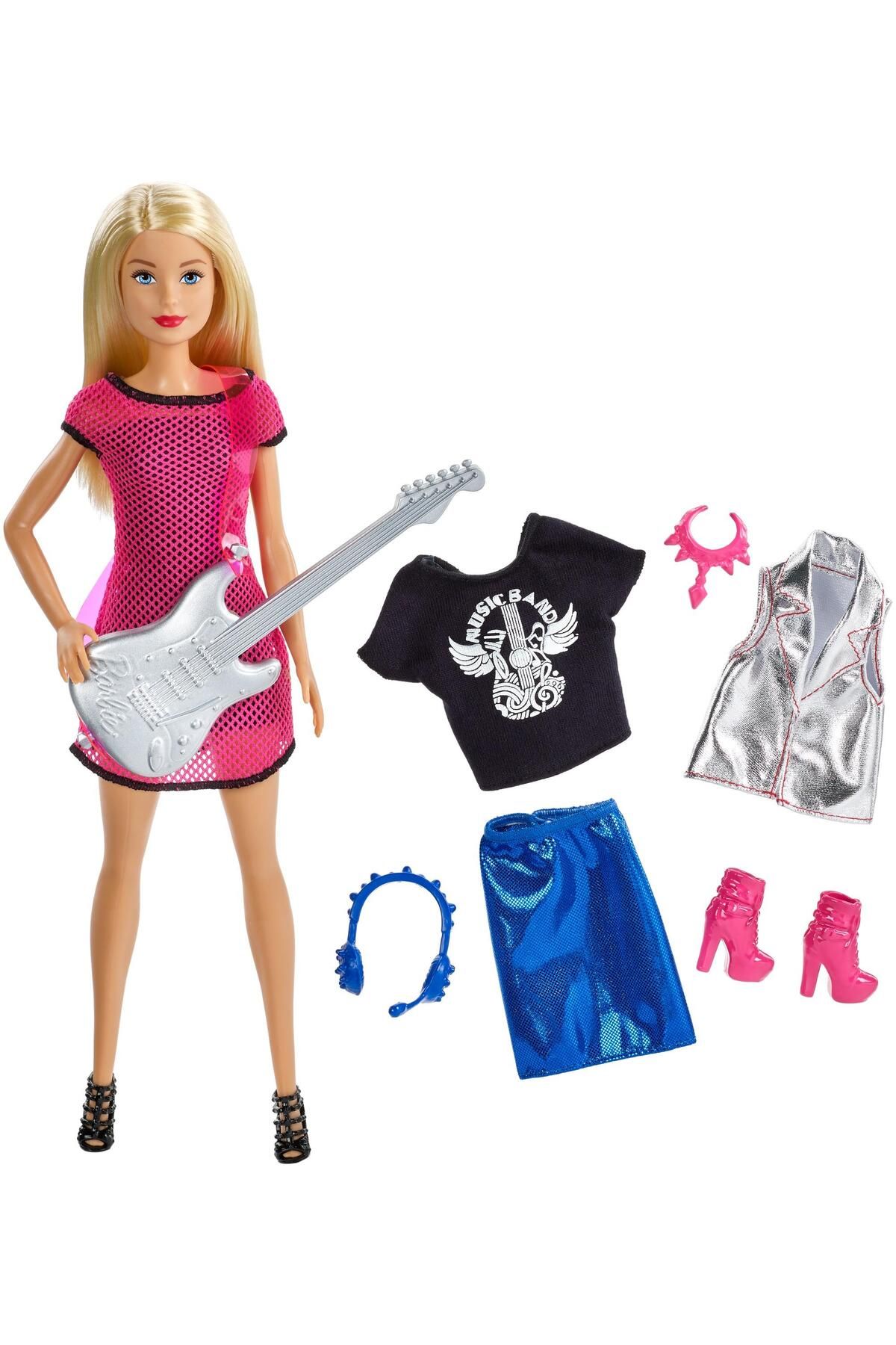 Barbie Orjinal Rockstar Manken Bebek Gitarcı Gdj34