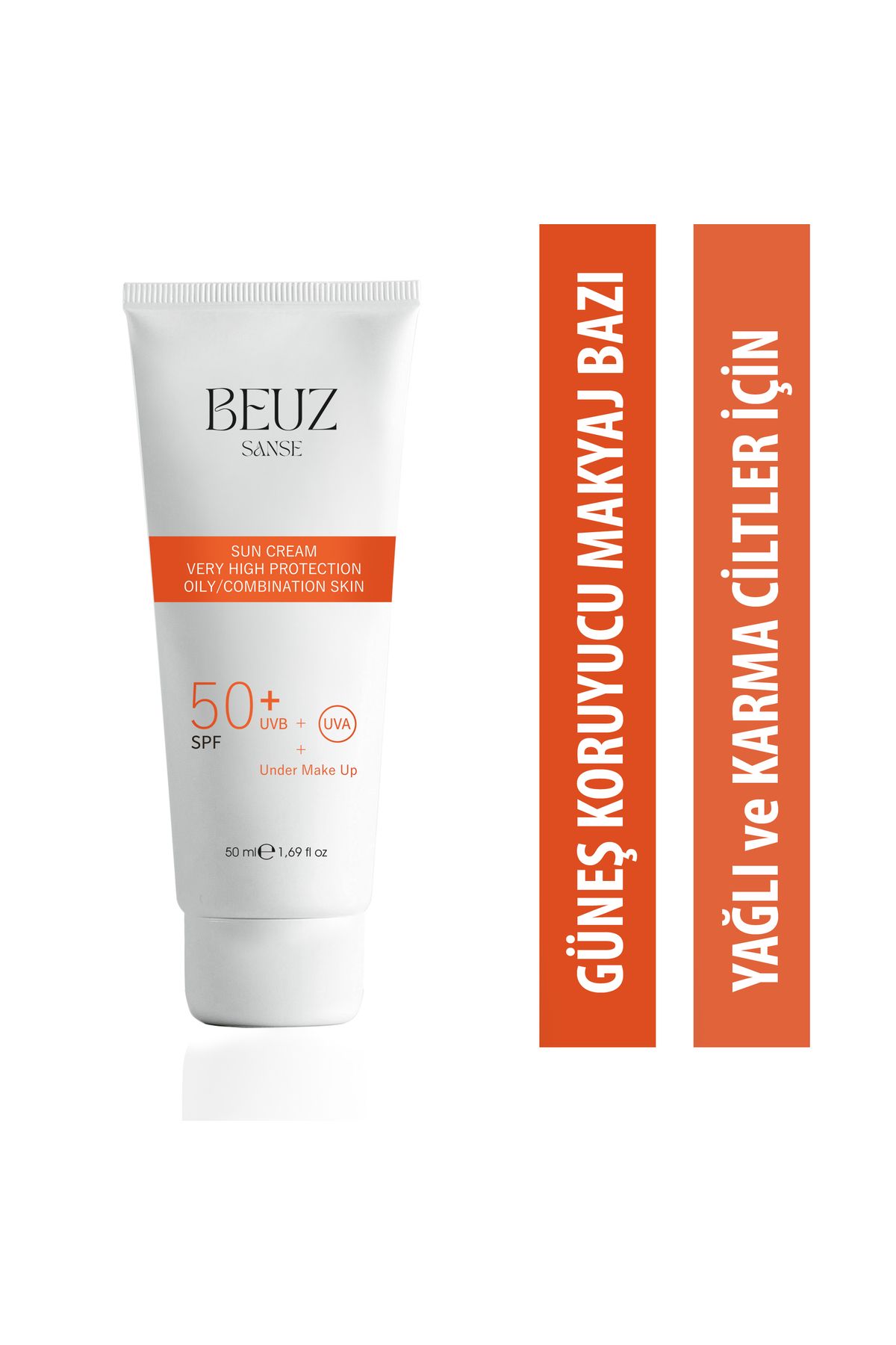 beuz Sanse Spf50+ Yağlı ve Karma Ciltler İçin Çok Yüksek Korumalı Güneş Kremi & Makyaj Bazı - 50 ml