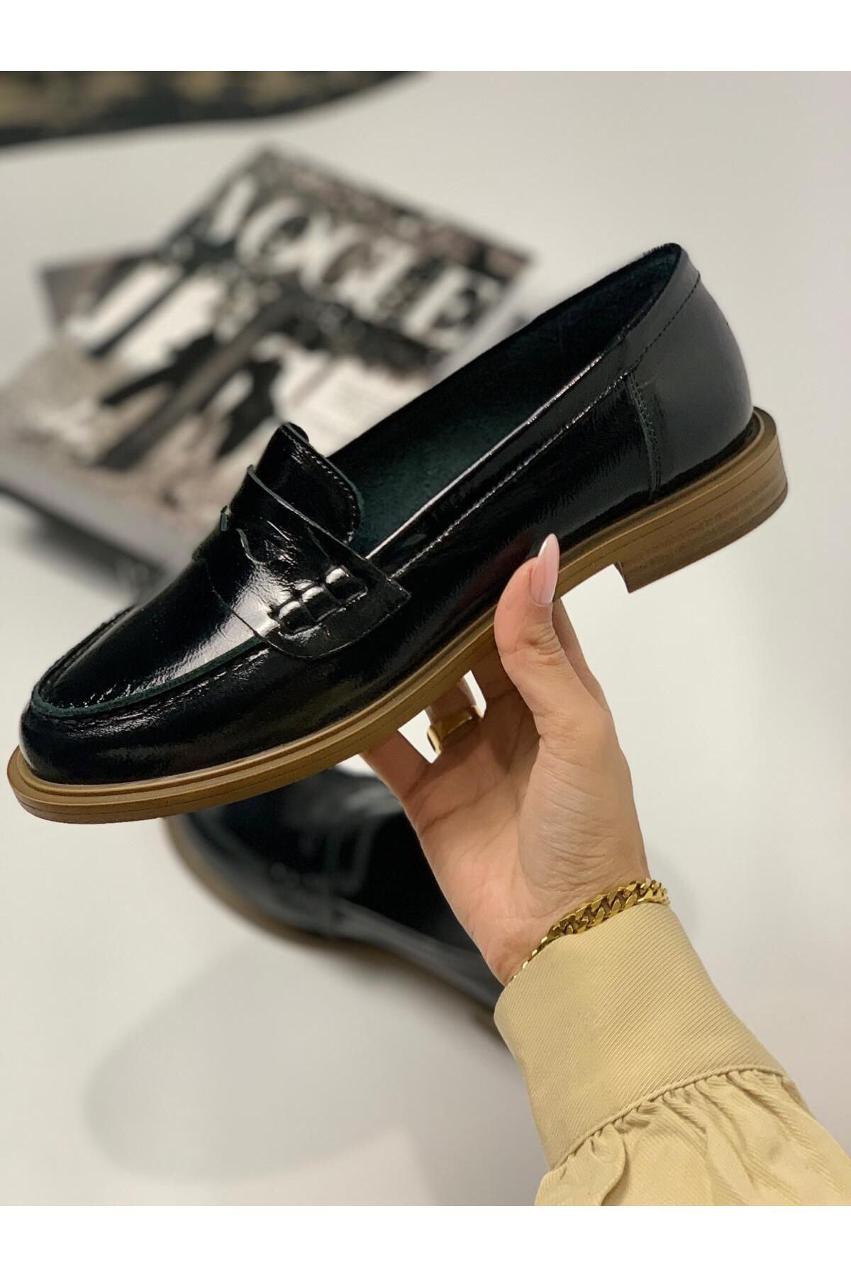 FNG Store İçi Dışı Hakiki Deri Kadın Loafer Günlük Klasik Ayakkabı