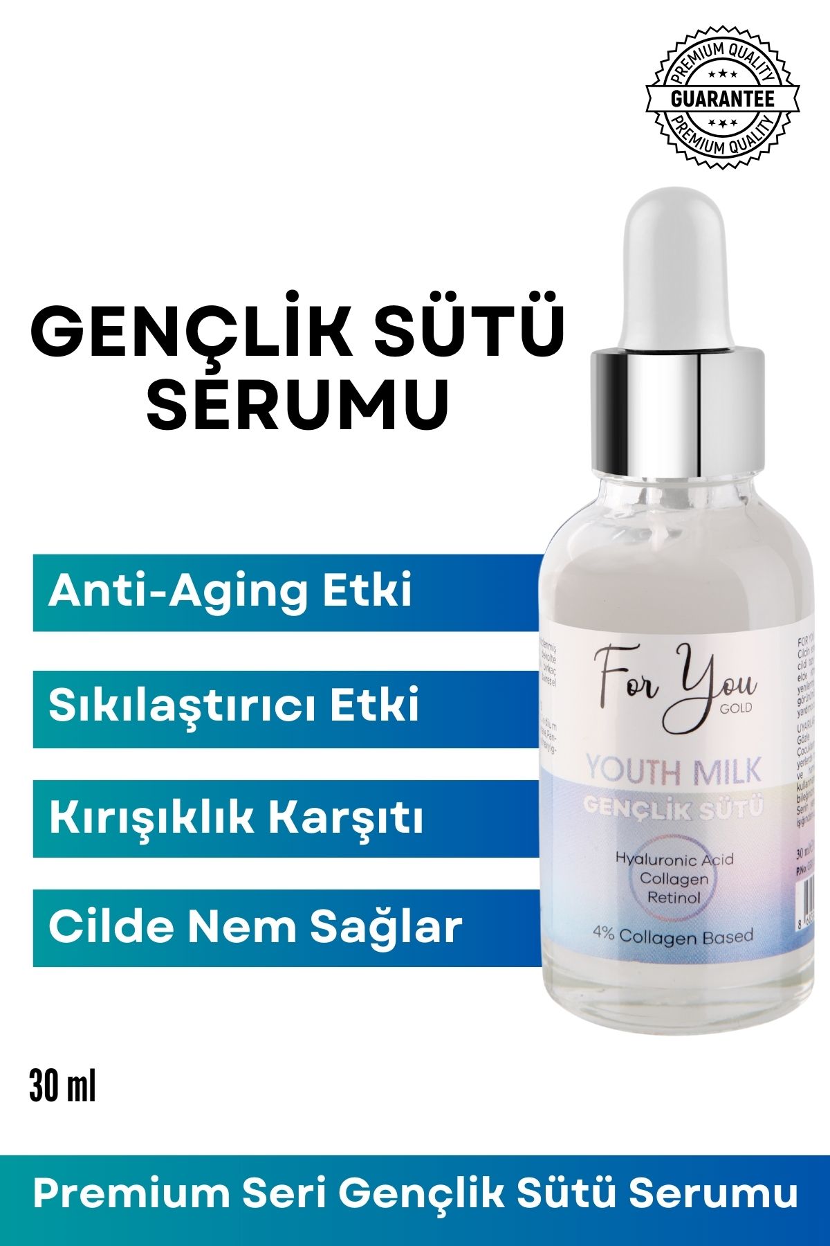 For You Gold Gençlik Sütü Serumu - Anti-aging, Kırışıklık Karşıtı (retinol-collagen-hyaluronic Acid) Yüz Serumu
