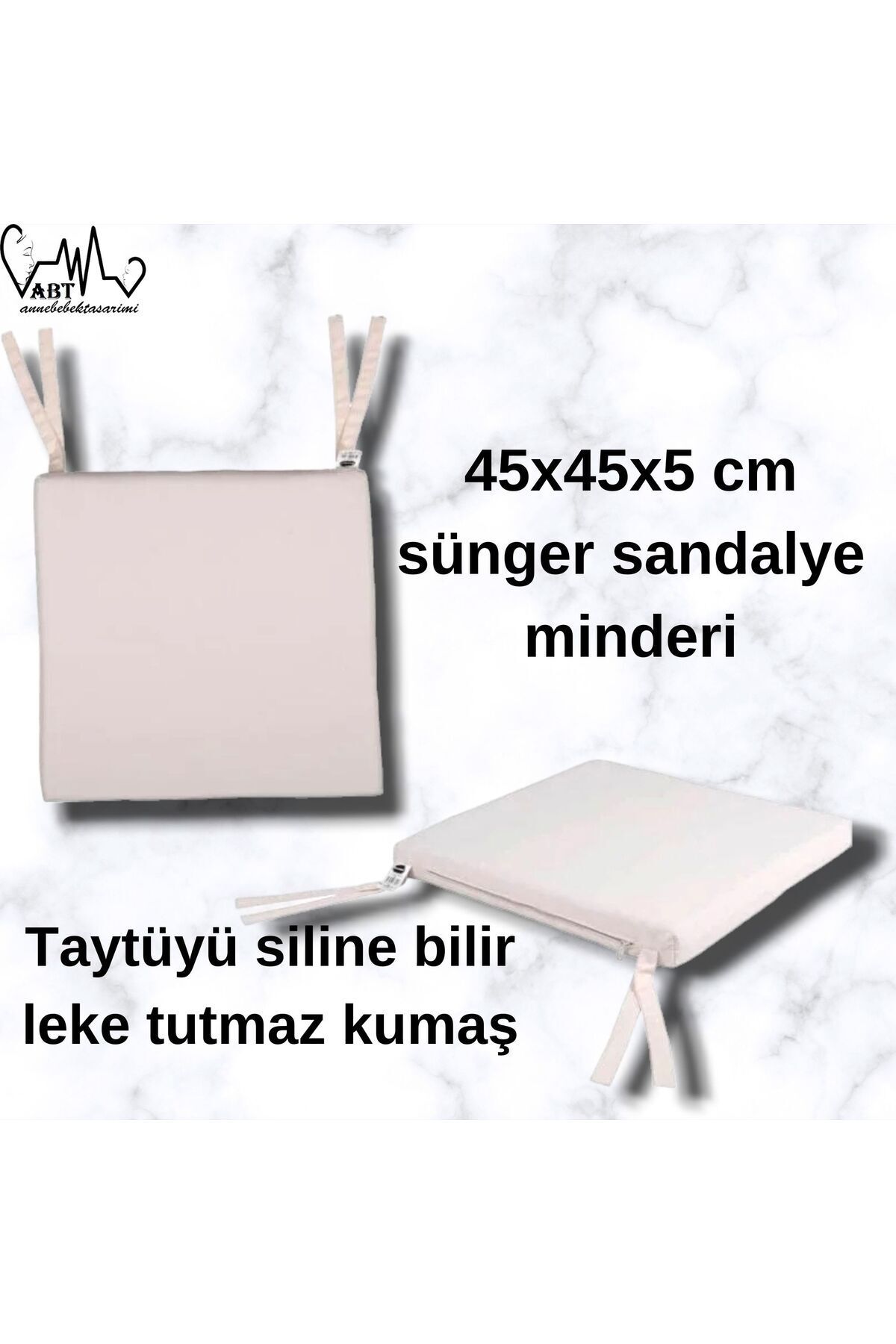 ABTtoysshop Taytüyü Kumaş Kaplı Sünger Modern Kare Sandalye Minderi 45x45x5 cm 1 adet