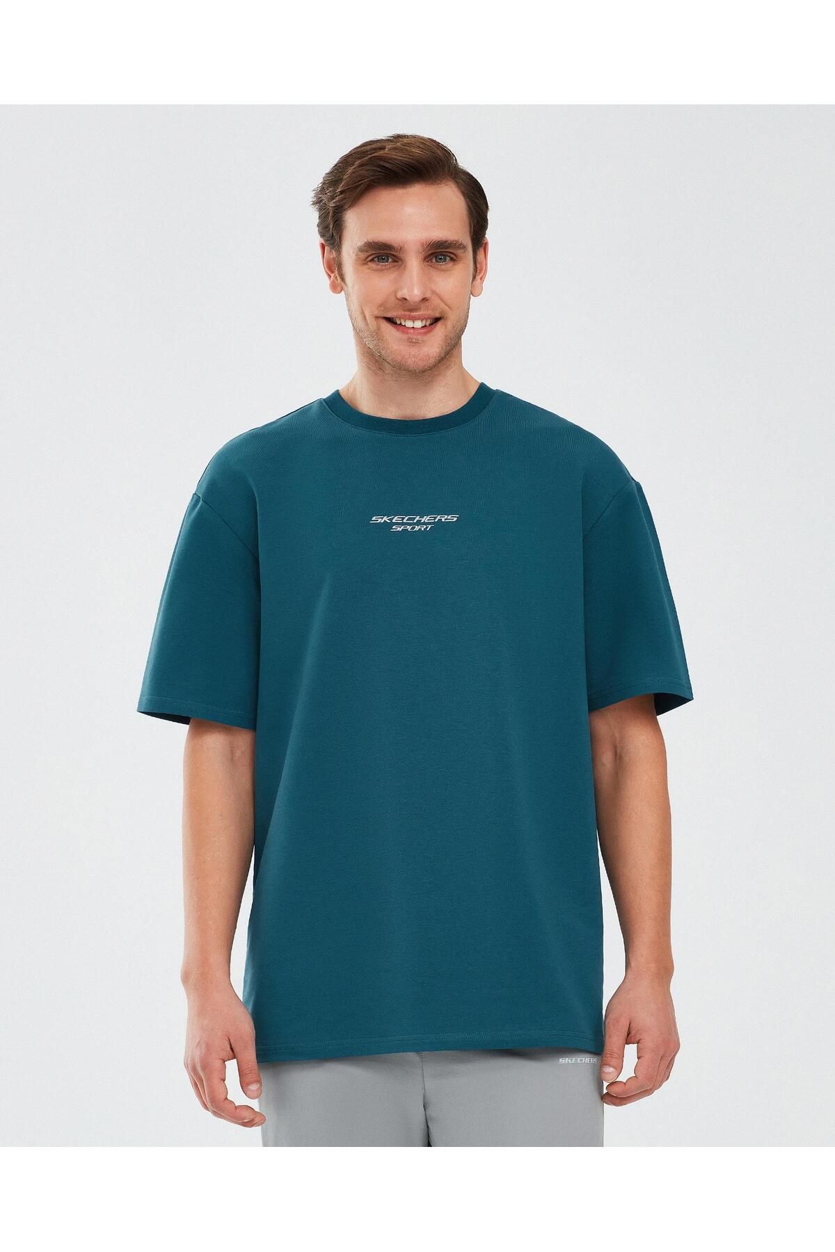 Skechers M Graphic Tee Reflect Logo Oversize Erkek Tişört S2 Petrol