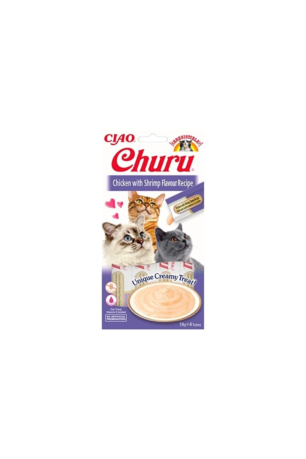Ciao Churu Cream Tavuklu Ve Karidesli Kedi Ödül Kreması 4 X 14 gr