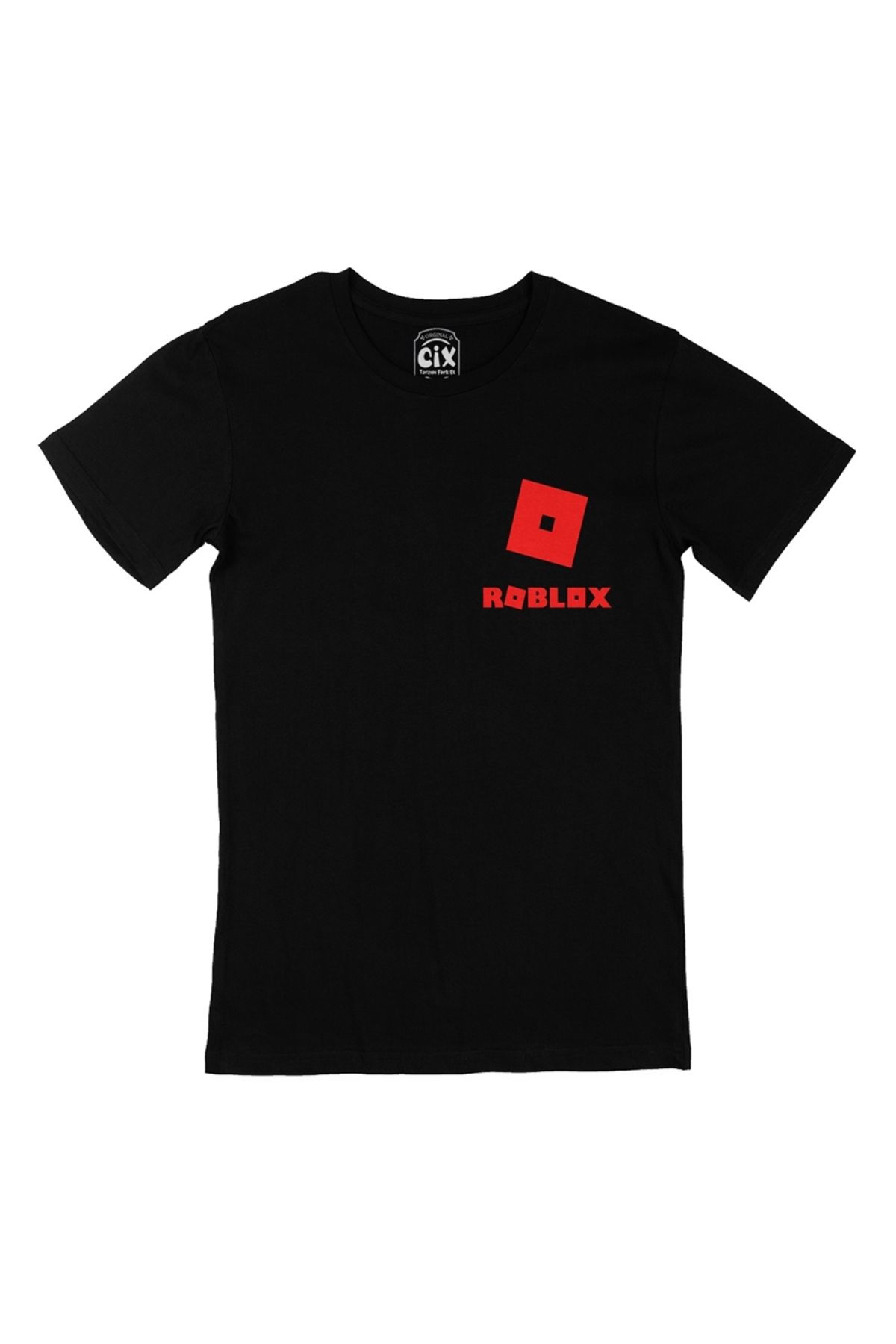 Cix Roblox Logolu Cep Logo Tasarımlı Siyah Tişört