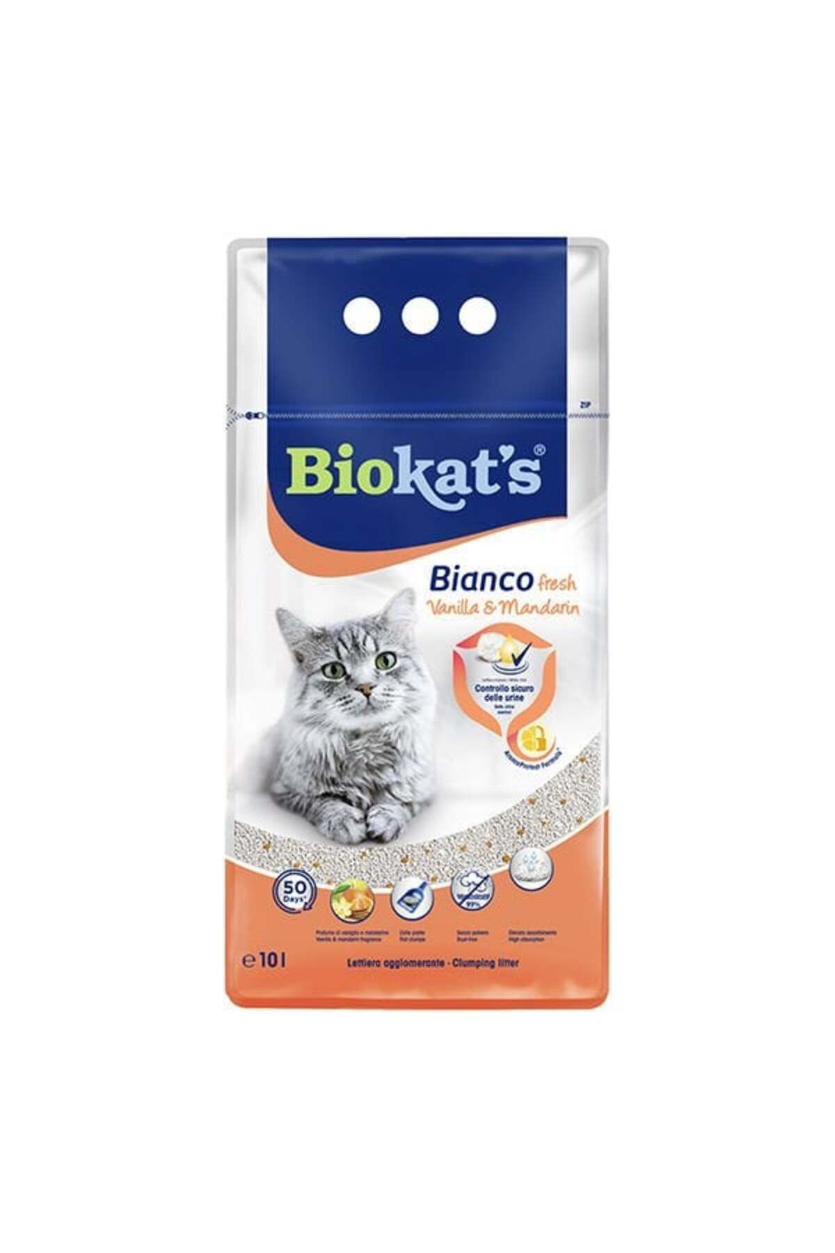 Biokat's Bianco Fresh Vanilya ve Mandalina Kokulu Topaklanan Doğal Kedi Kumu 10 Lt