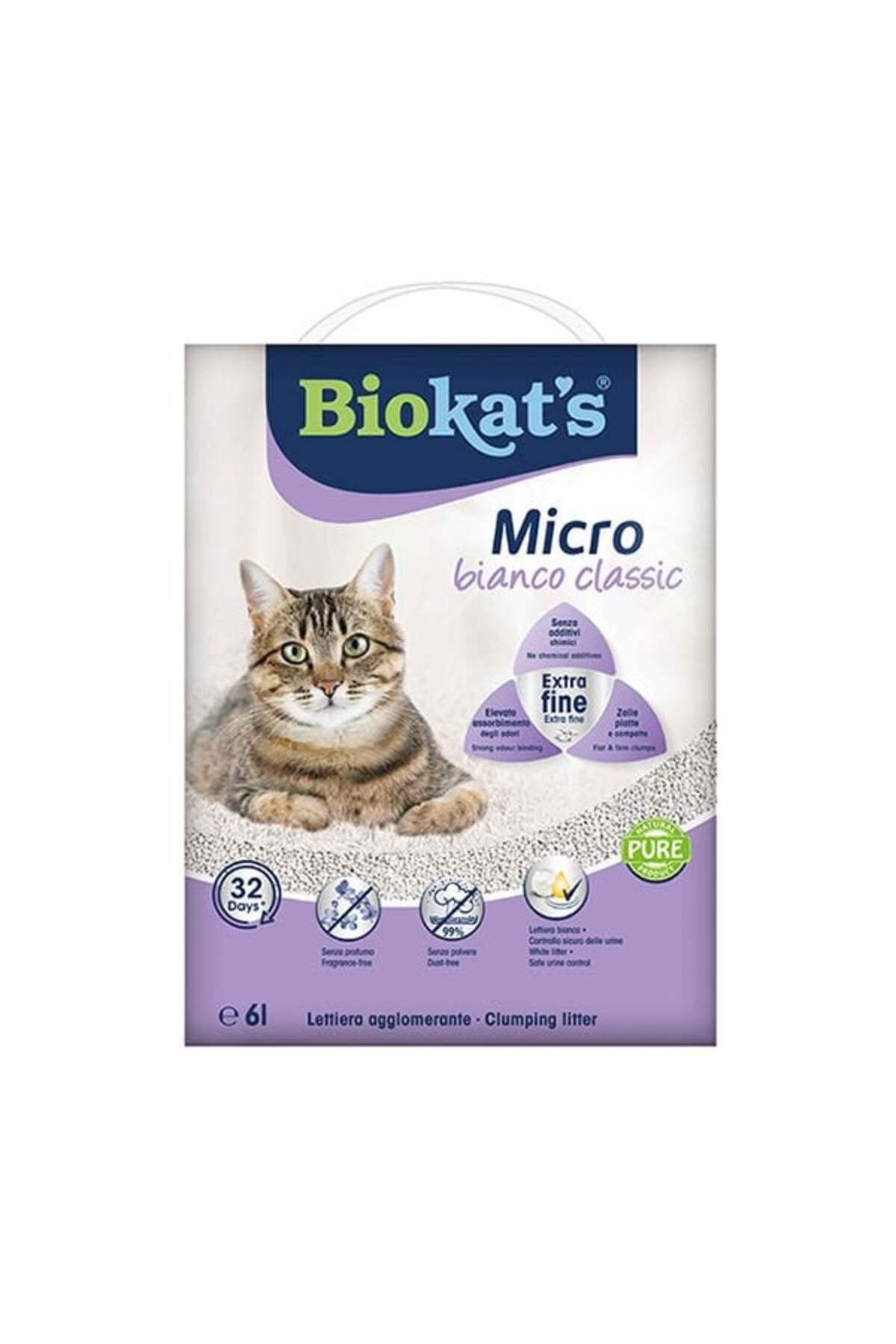Biokat's Micro Bianco Classic Kokusuz Topaklanan Doğal Kedi Kumu 6 Lt
