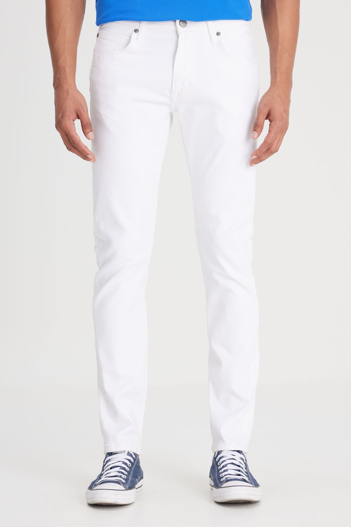 Lee Luke Slim Fit Dar Kesim Düşük Bel Dar Paça Esnek Beyaz Erkek Pantolon