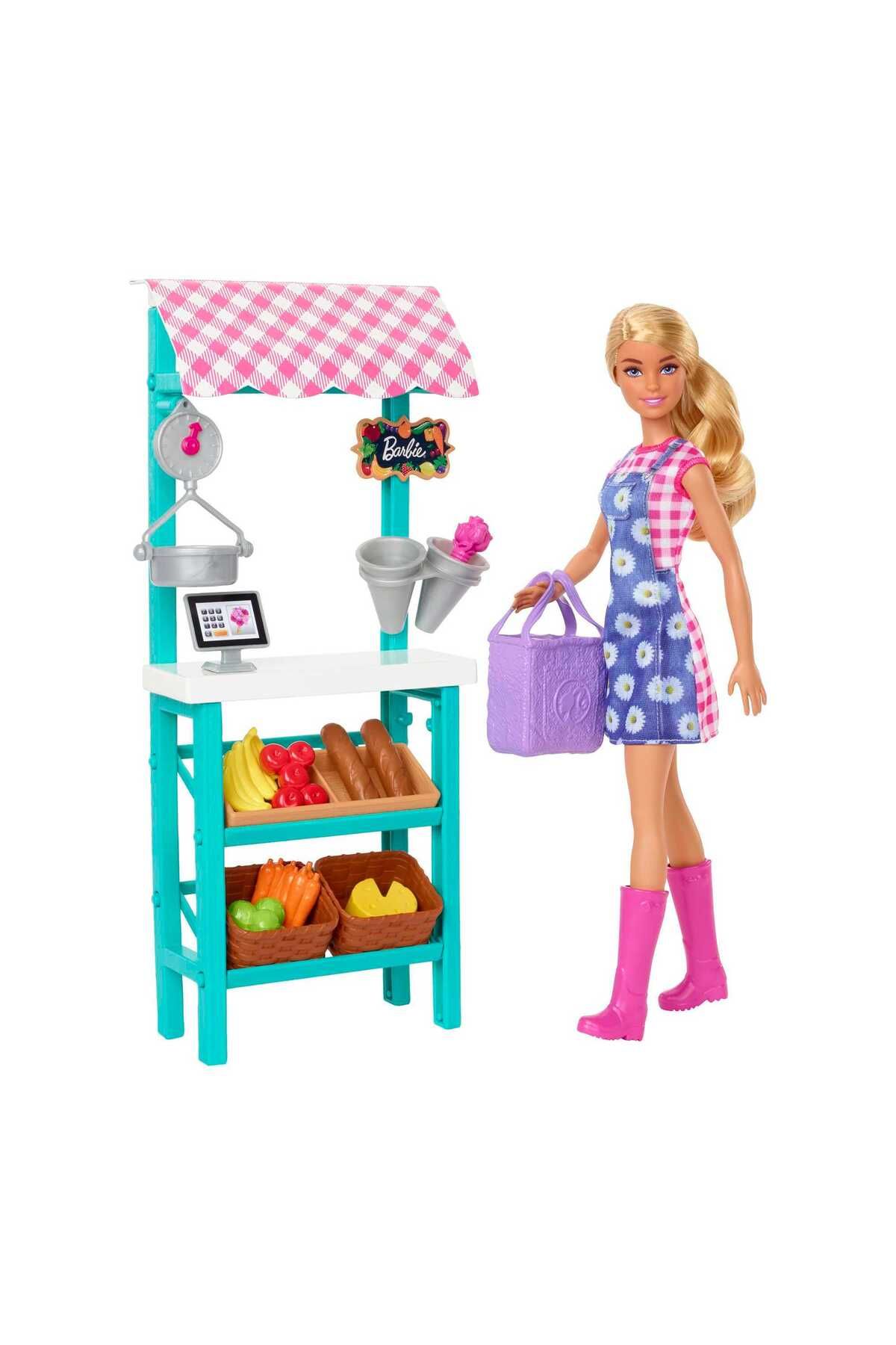 Barbie Çiftçi Pazarı Oyun Seti - Sarı Saçlı Bebek