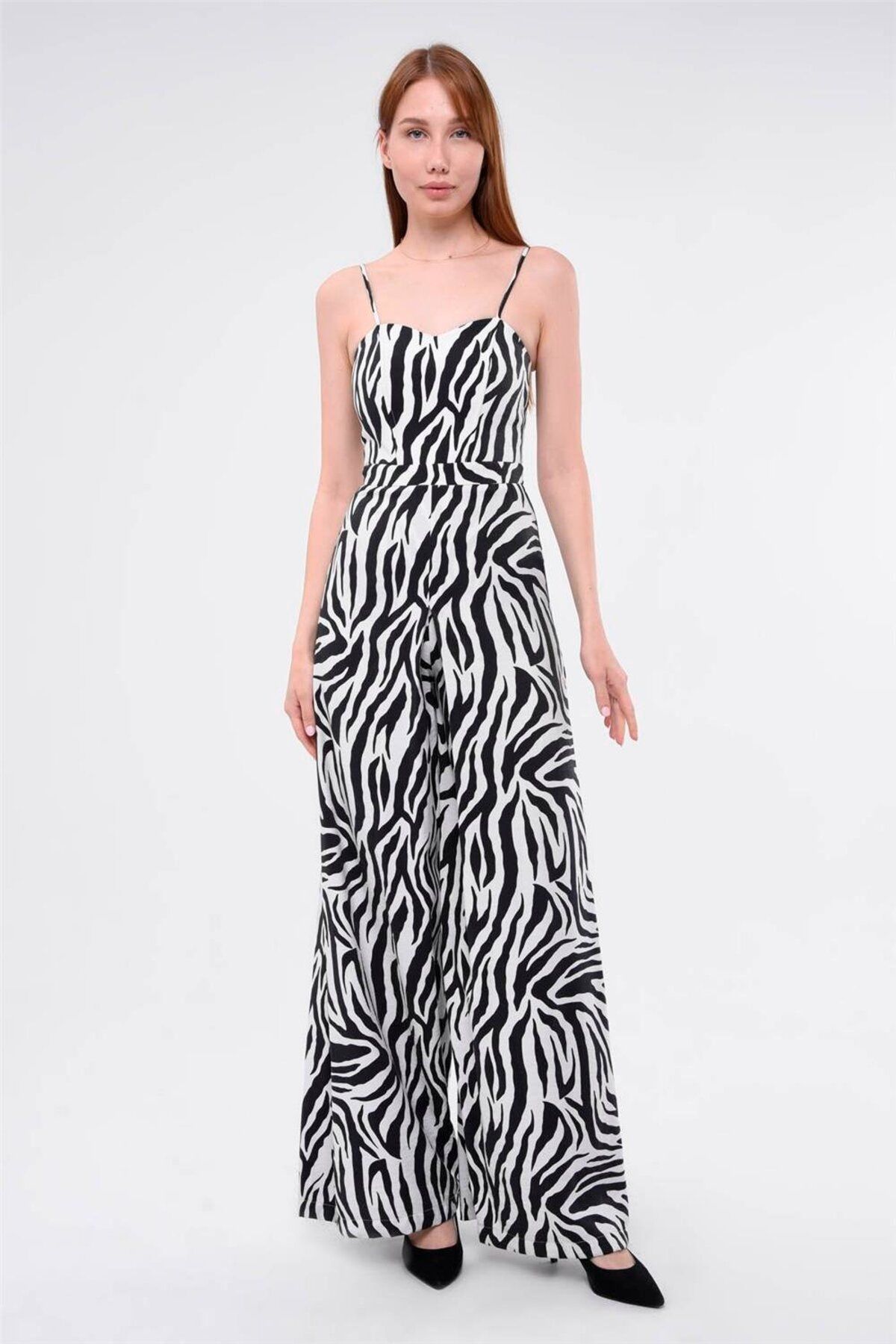 Home Store Tulum Zebra Desenli Balenli Kup İnce Sütyen Askı - Siyah-beyaz