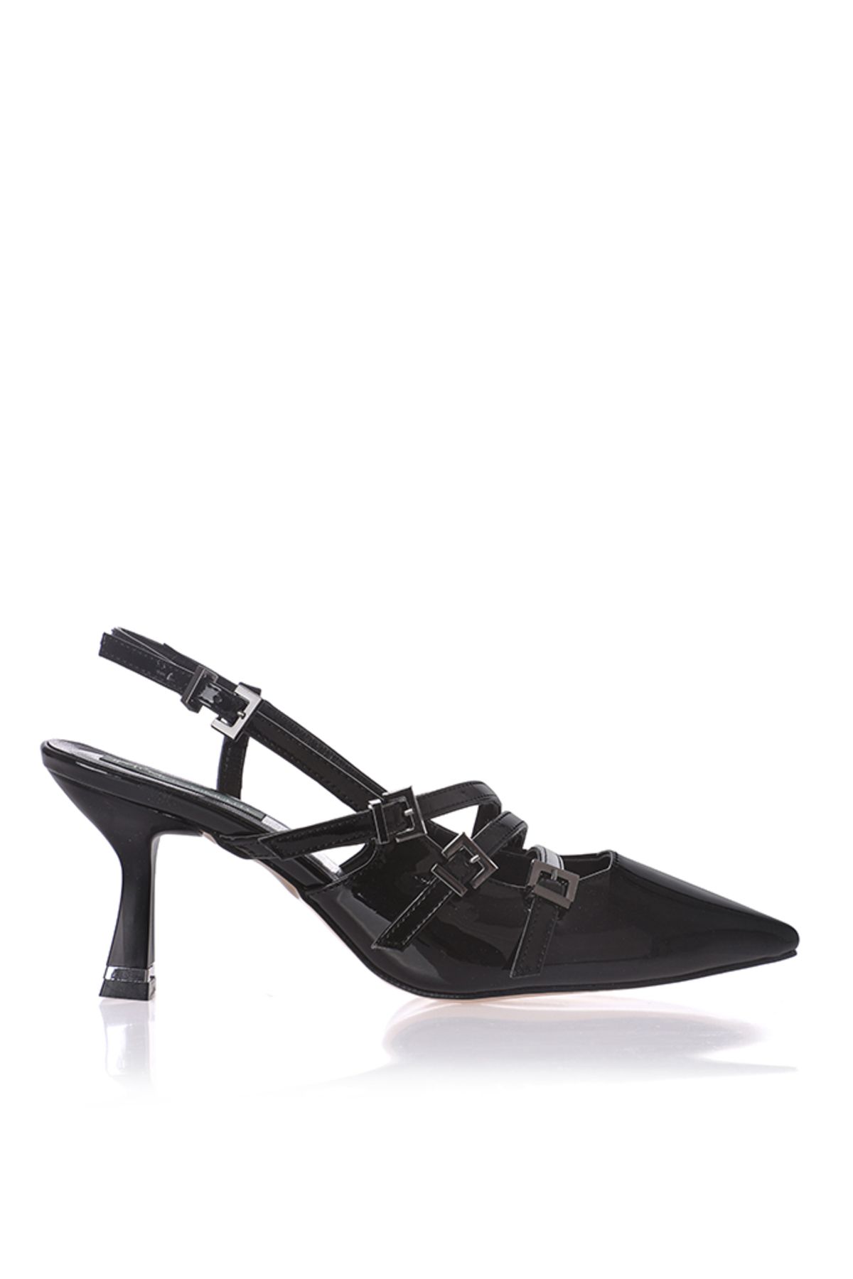 MOOVIMENTE Toka Detaylı Sivri Burun Siyah Renk Kadın Topuklu Ayakkabı