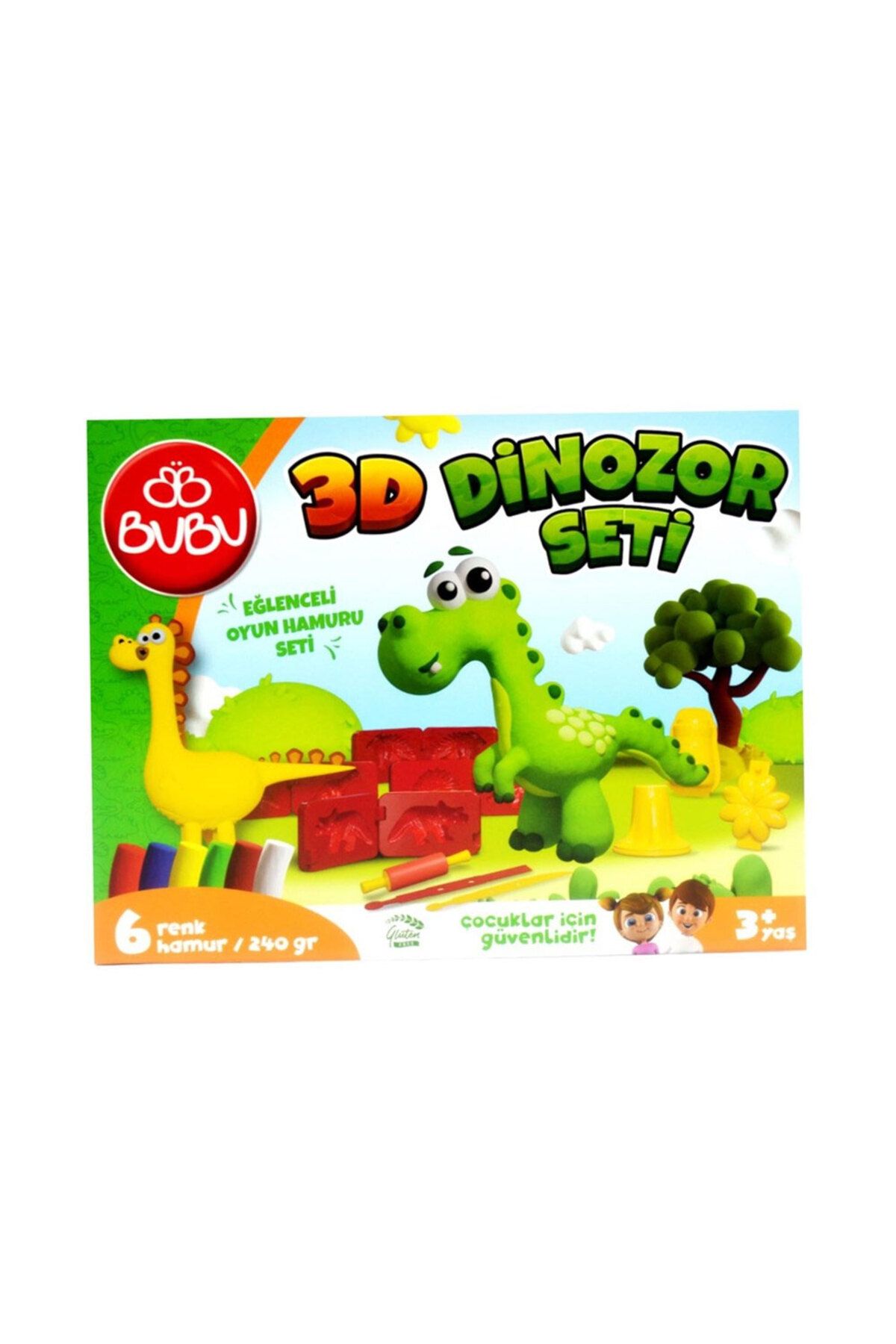 Bubu Bu-Bu Oyun Hamuru Seti 3D Dinozor Oyun Hamuru Kalıpları ve Oyun Hamuru Seti