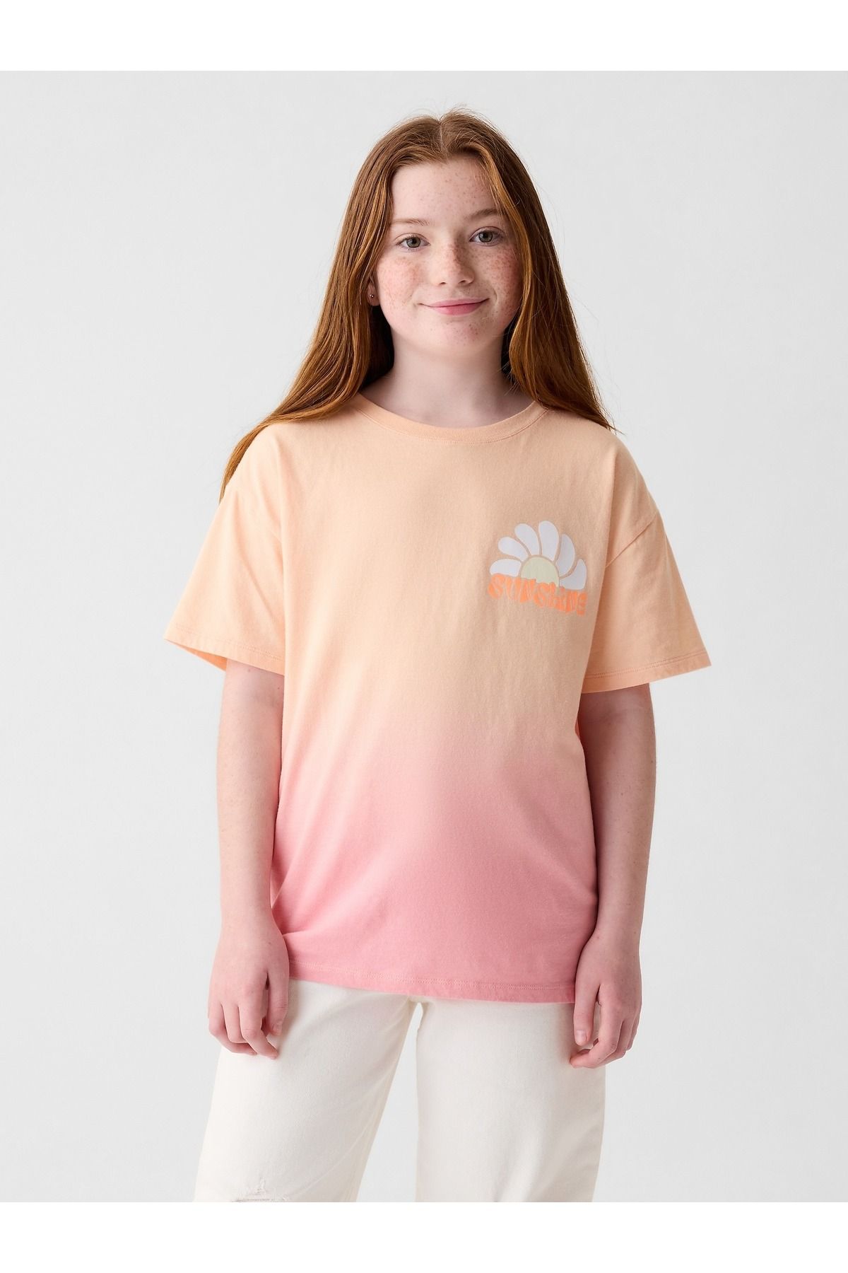 GAP Kız Çocuk Pembe Batik Desenli T-Shirt