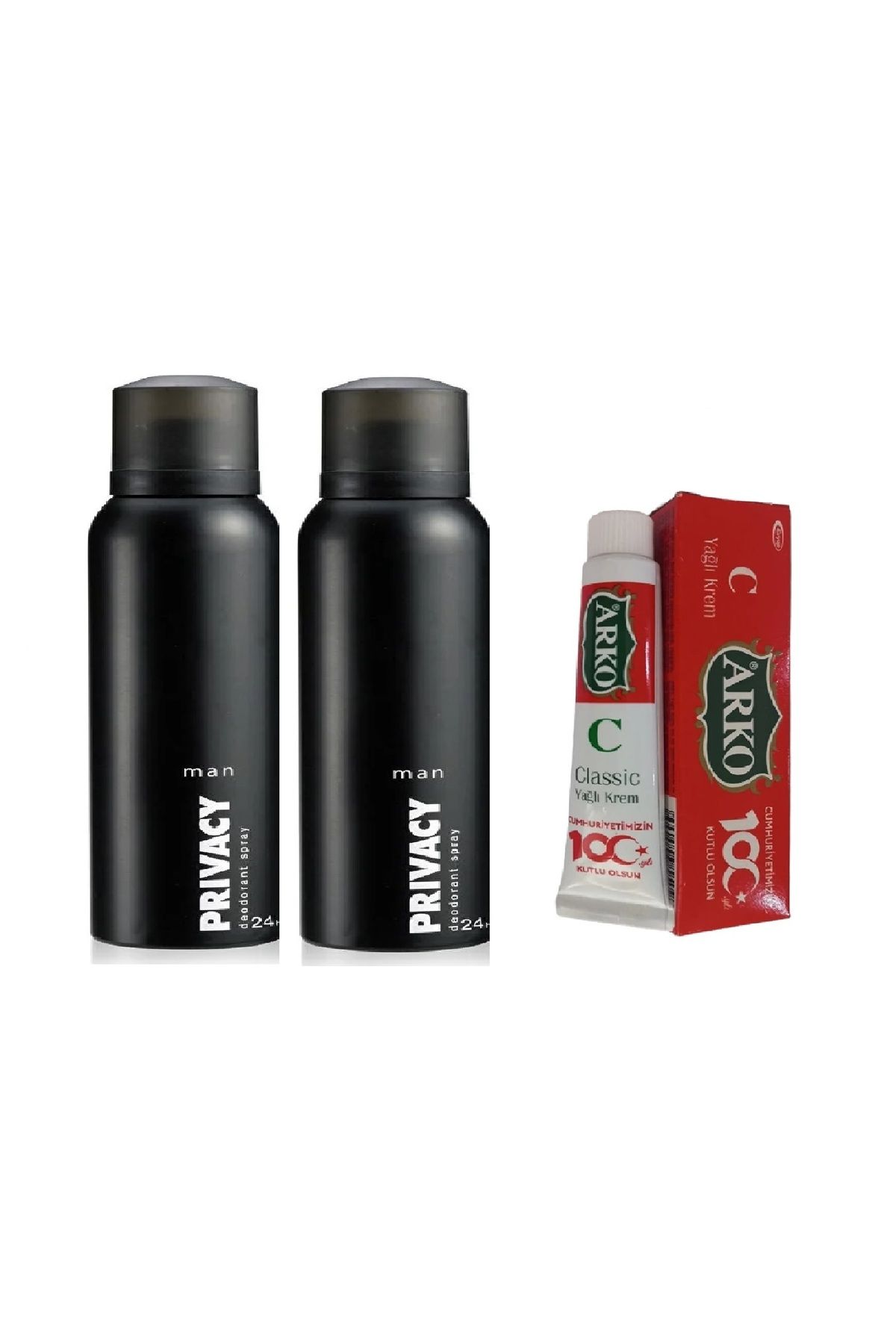Privacy Erkek Privacy Deodorant 2 Adet 150 ml + 100 Yıl Özel Seri Arko Yağlı 20 ml Krem Hediyeli