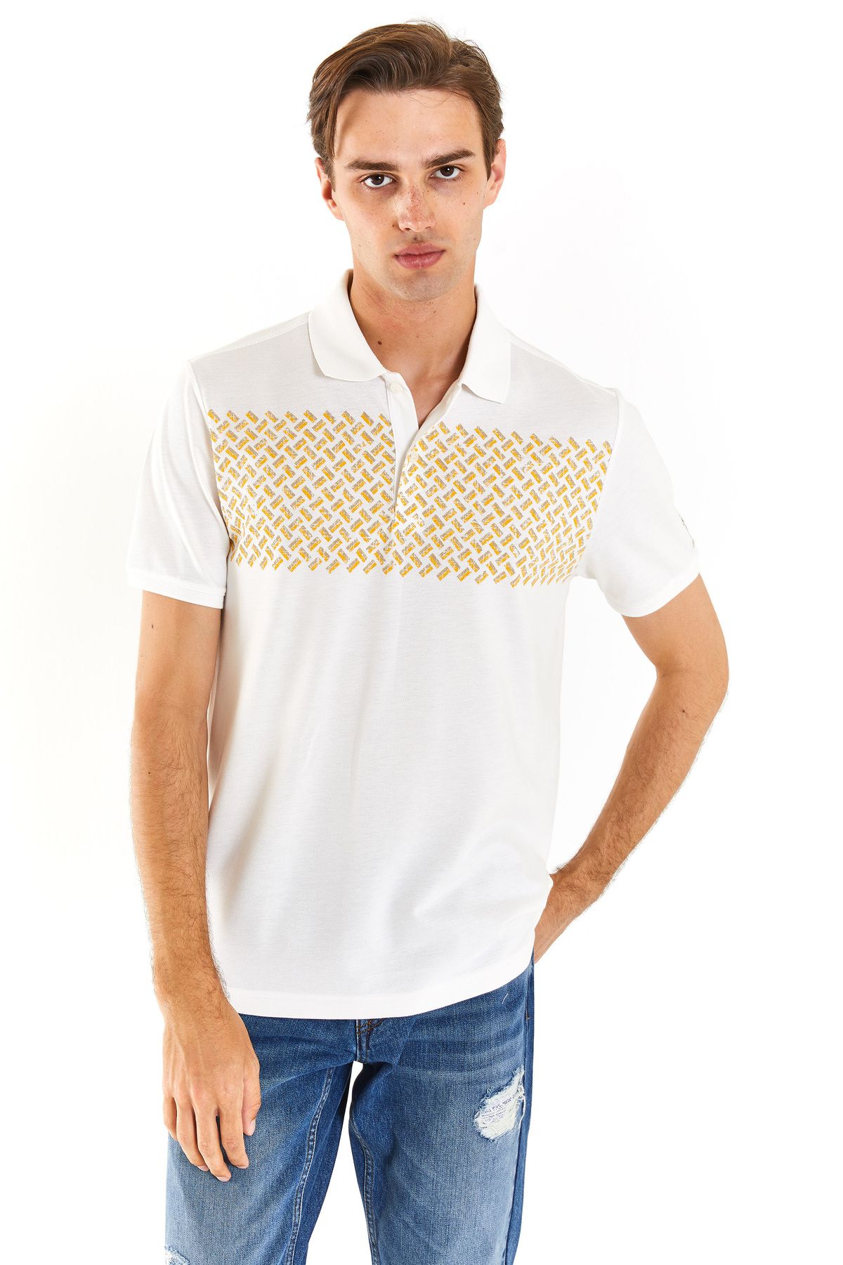 U.S. Polo Assn. GANJA Geometrik Desenli Regular Fit Polo Yaka T-Shirt