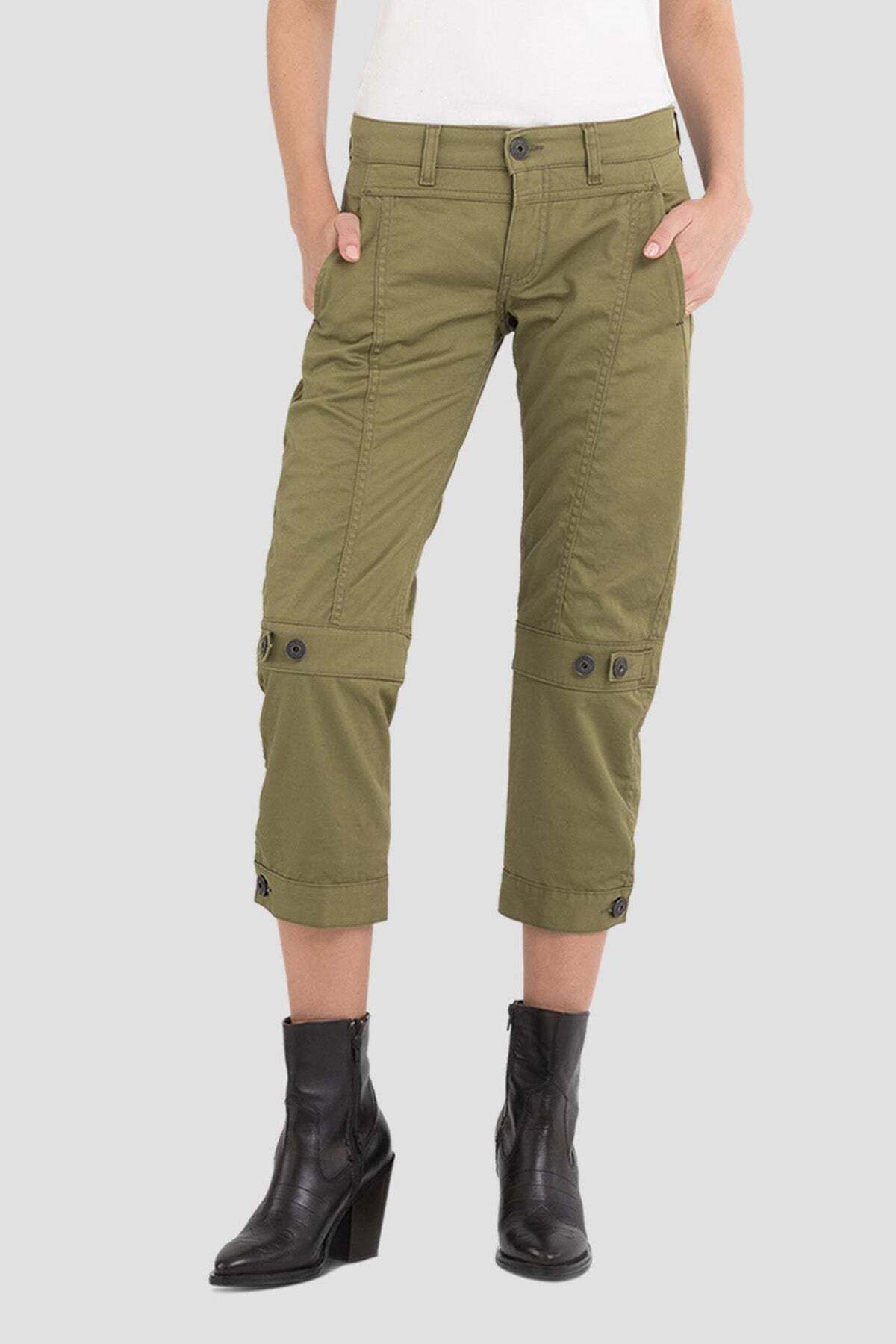Replay Regular Fit Crop Pantolon 26 / A.yeşil