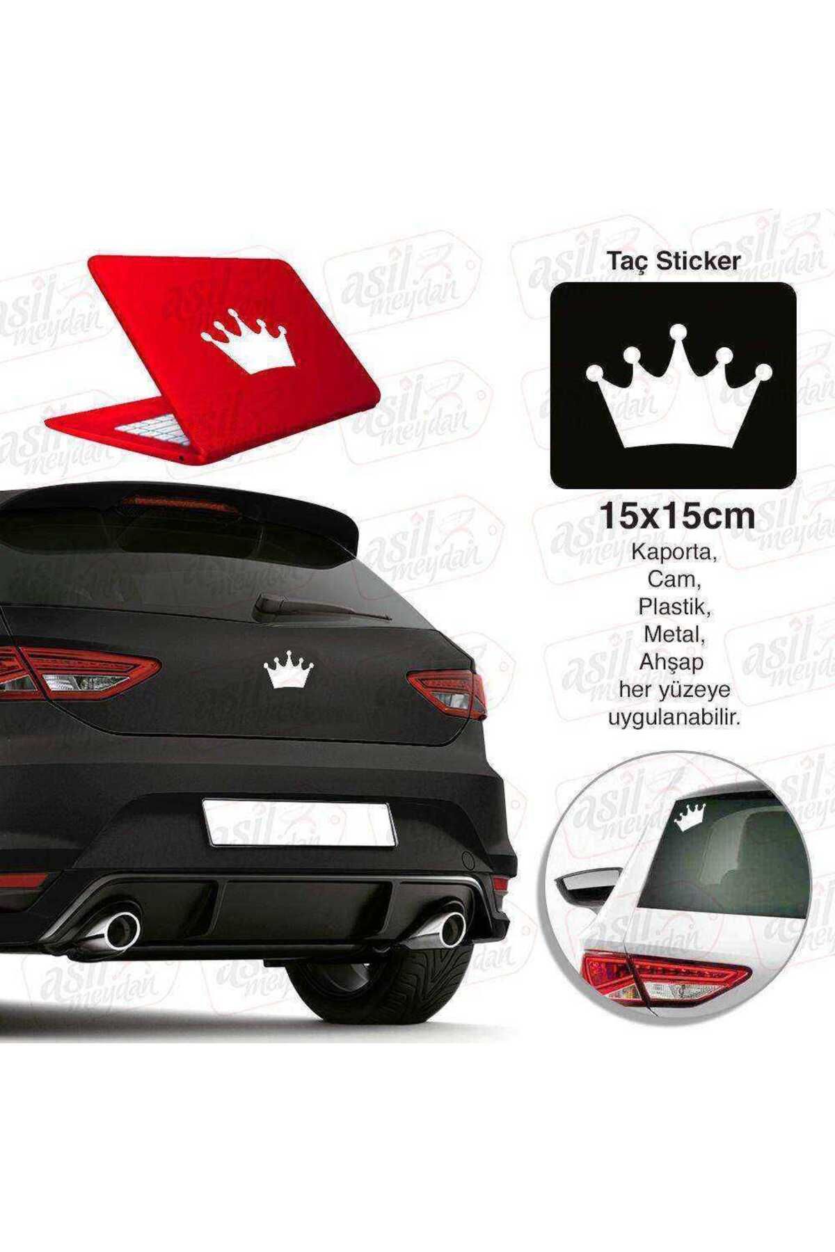 Genel Markalar Kral Tacı Taç Beyaz Sticker - Araç Oto Araba Etiket, Arma, Aksesuar, Modifiye, Tuning