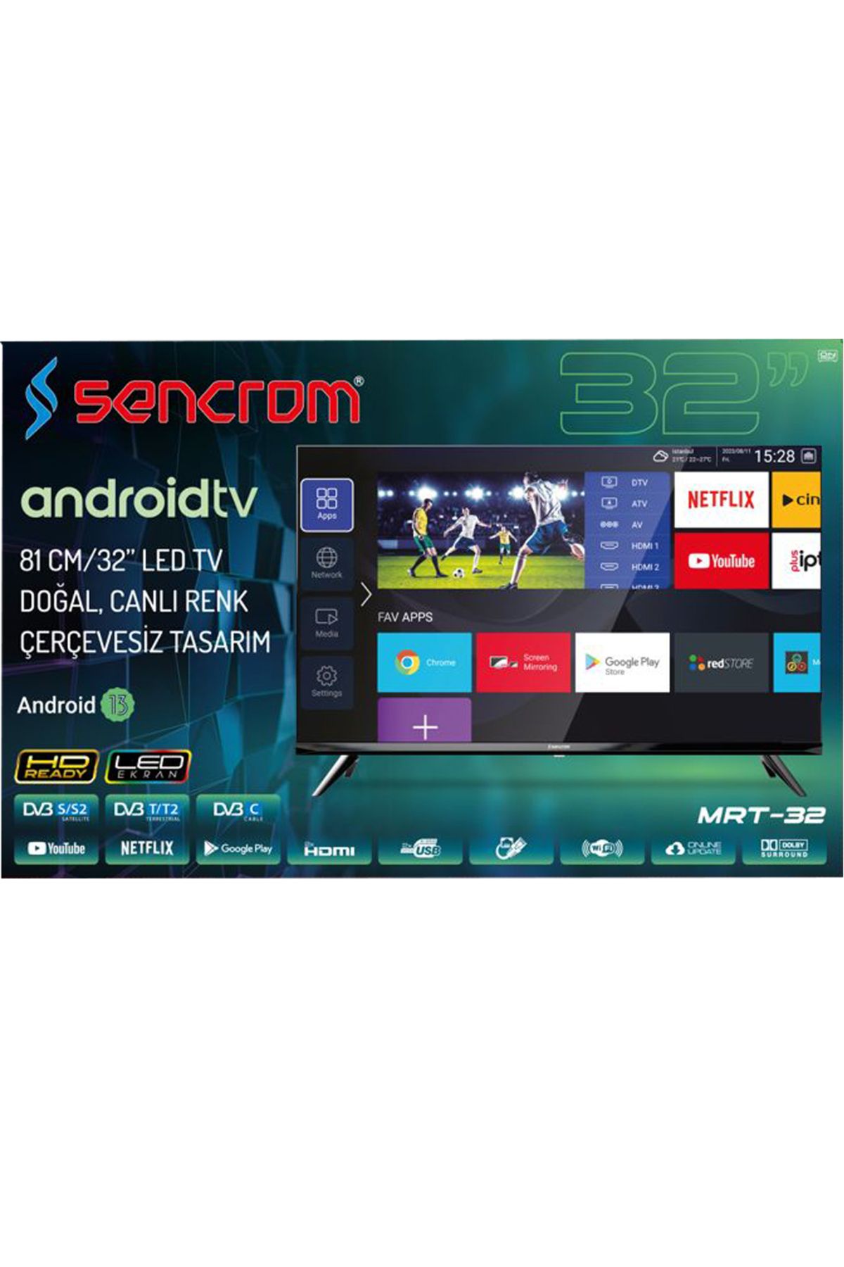 sencrom 32inc 81 Ekran Android 13 TV