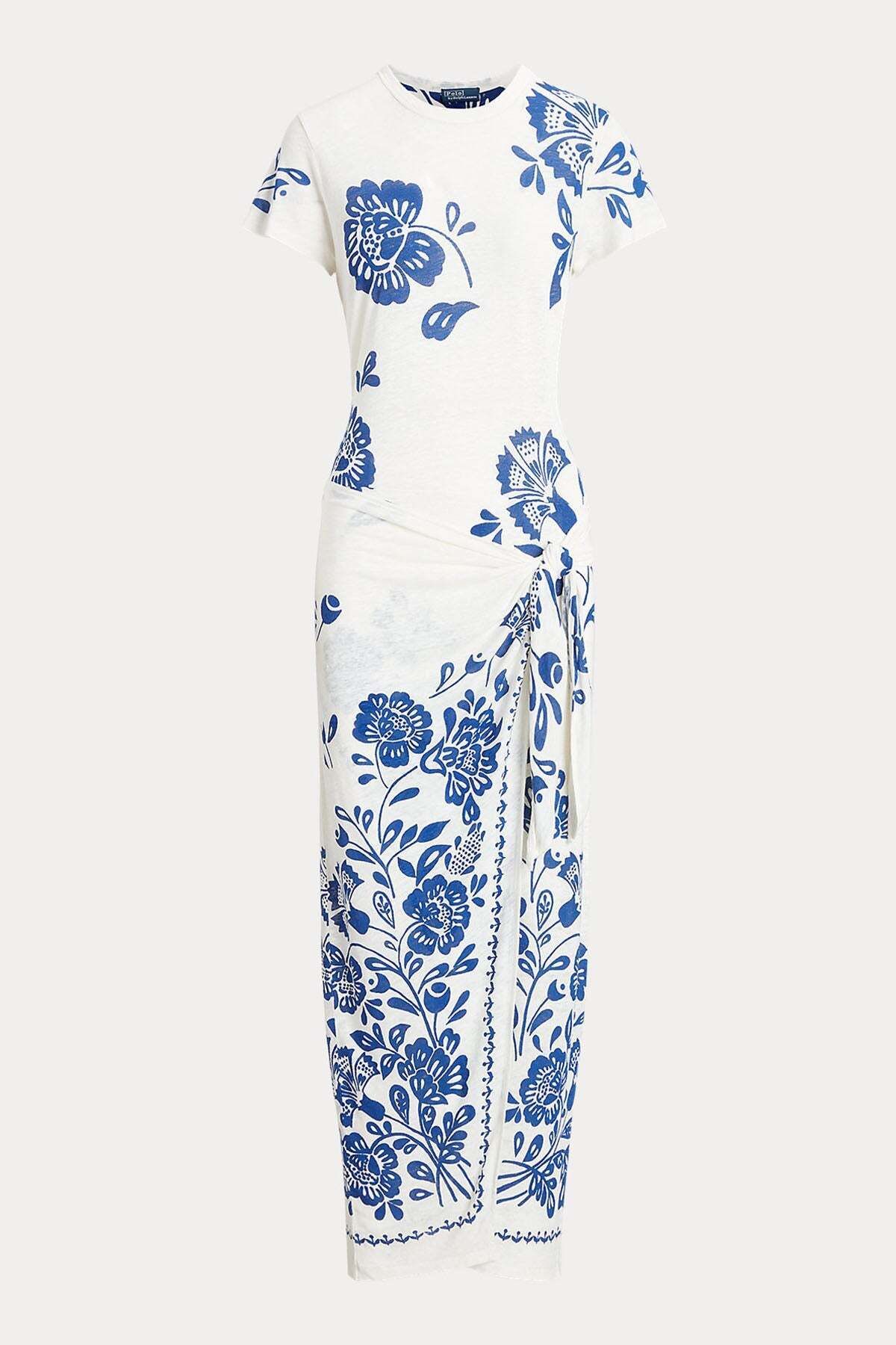 Ralph Lauren Yuvarlak Yaka Çiçek Desenli Maxi Elbise M / Mavi