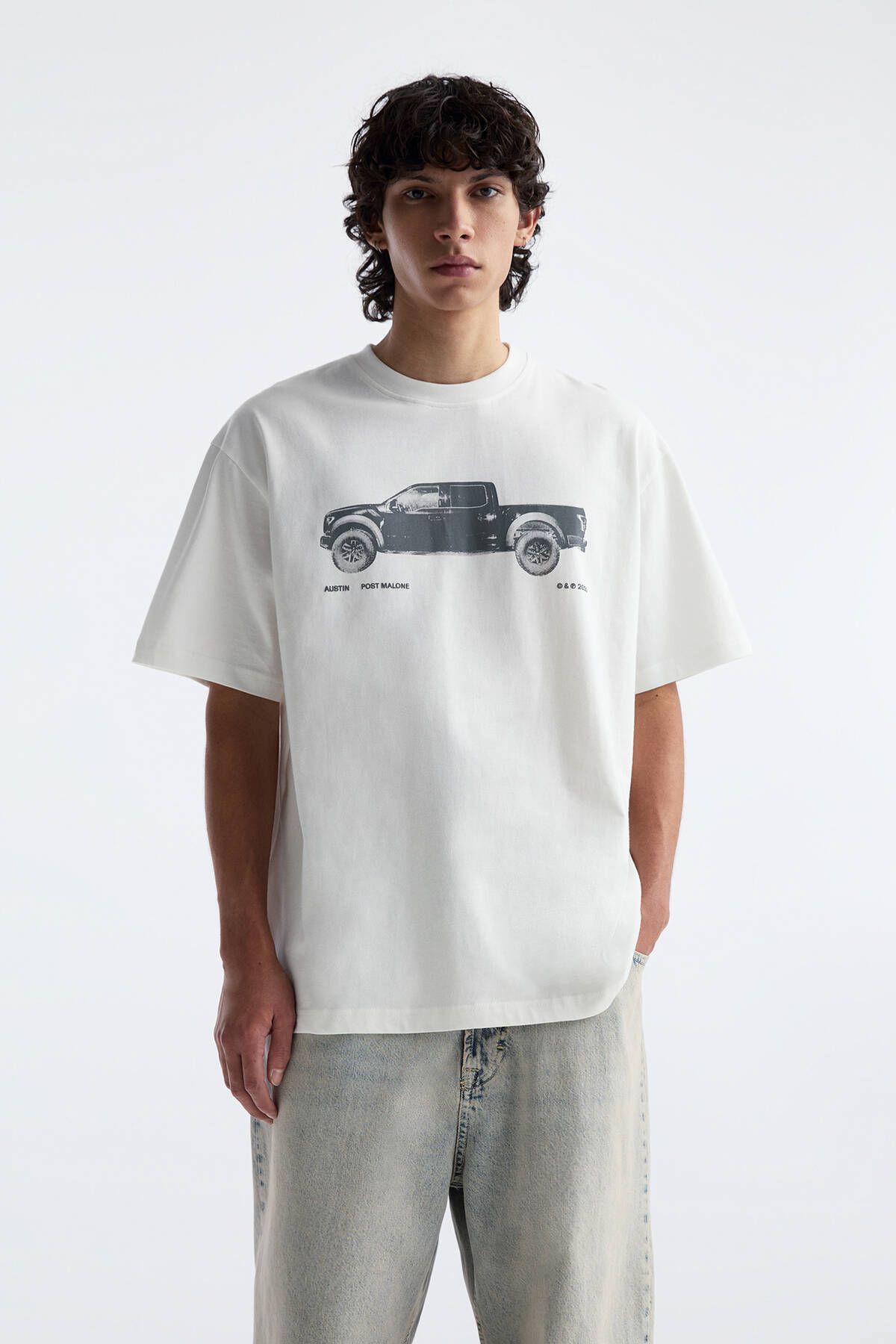 Pull & Bear Post Malone kamyon baskılı t-shirt