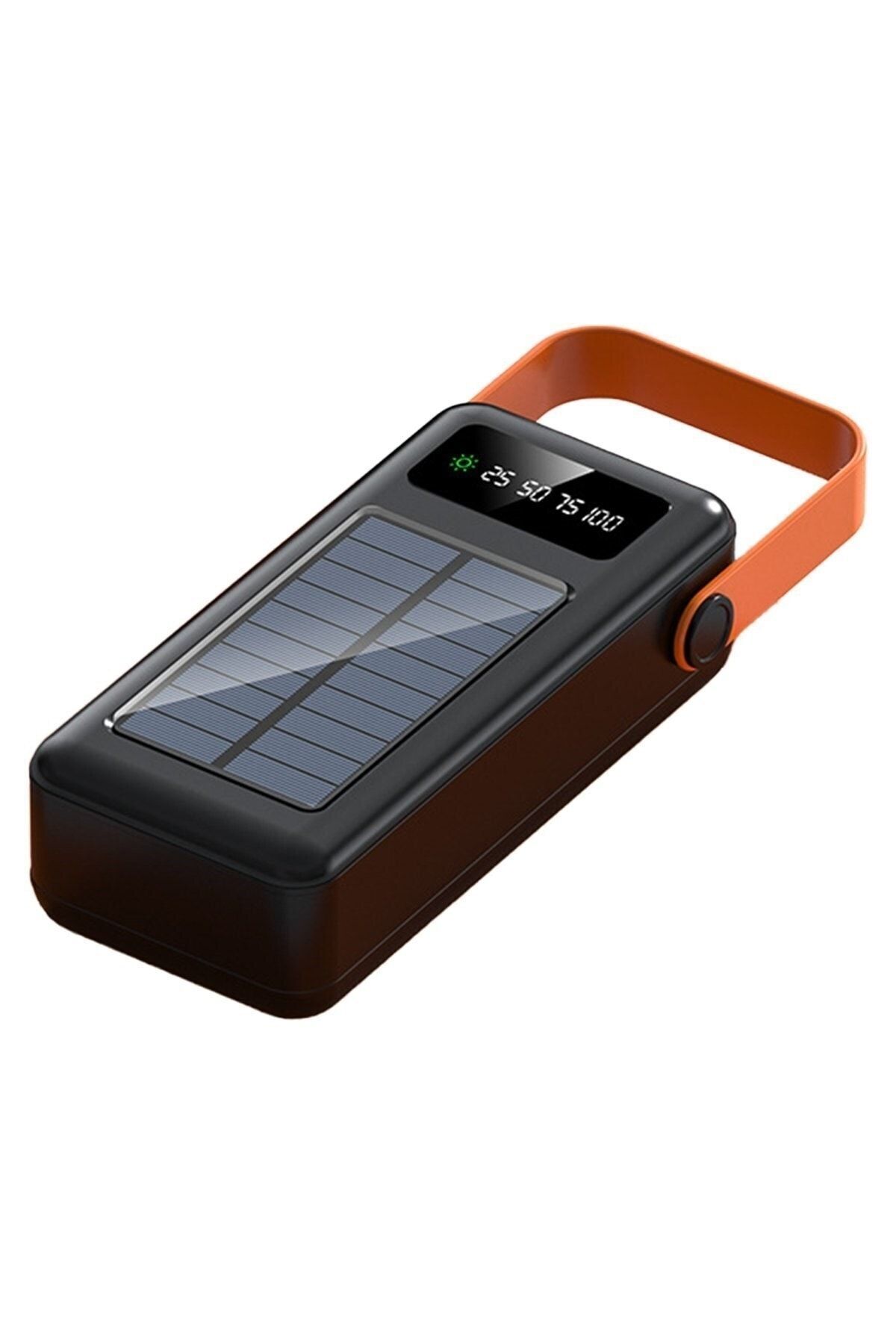 WASHA 40.000 Mah LED Fenerli Solar Panelli Güneş Enerjili Powerbank kılıf hediyeli