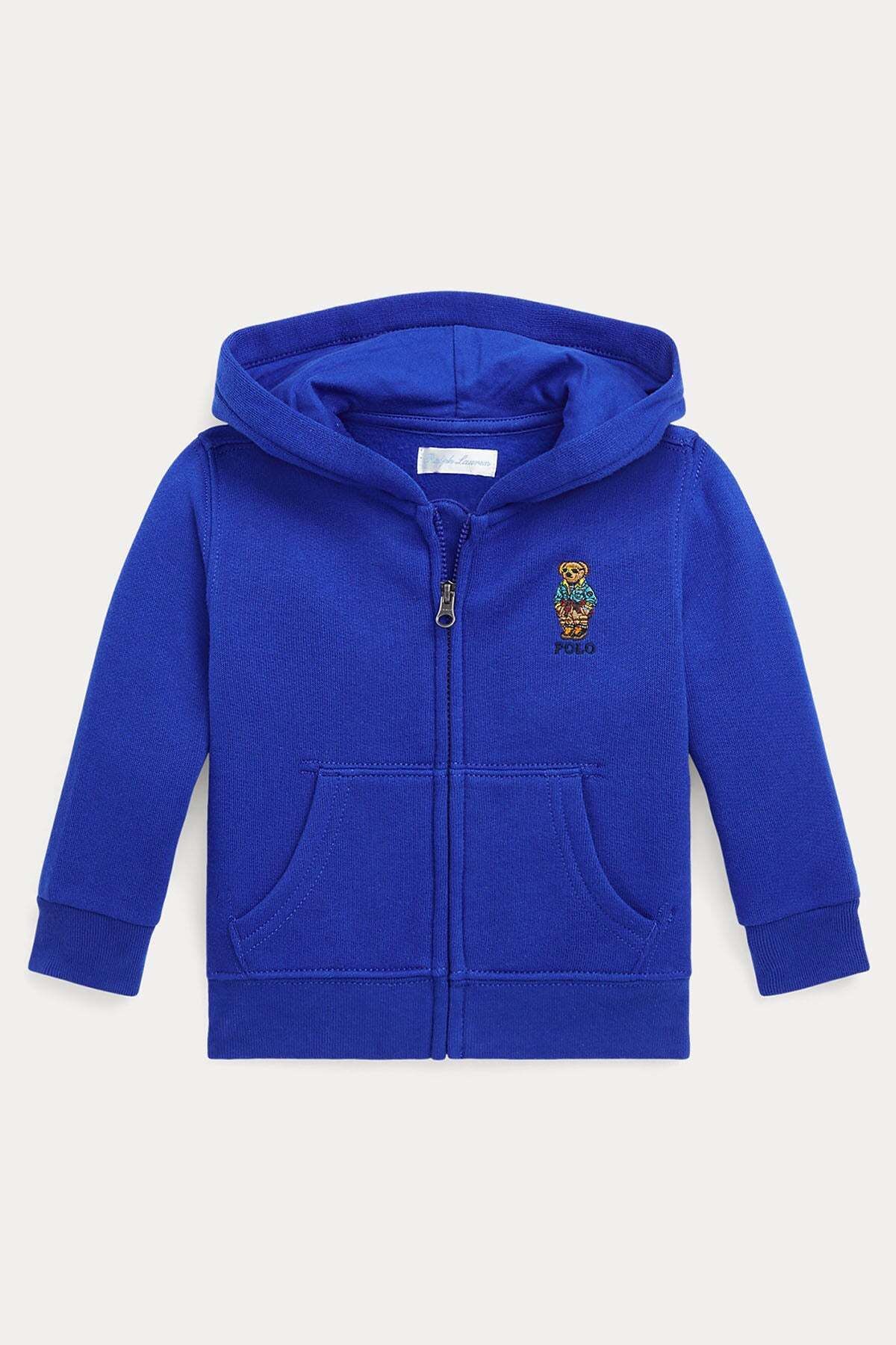 Ralph Lauren 9-24 Aylık Erkek Bebek Polo Bear Kapüşonlu Sweatshirt Ceket 9m / Mavi