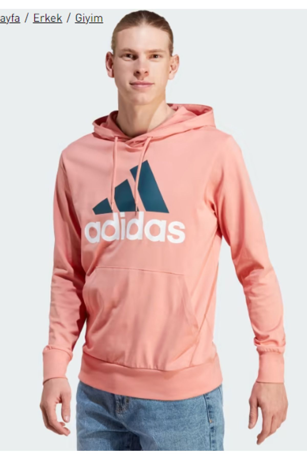 adidas Essentials Logo Erkek Kapüşonlu Sweatshirt Ij8568