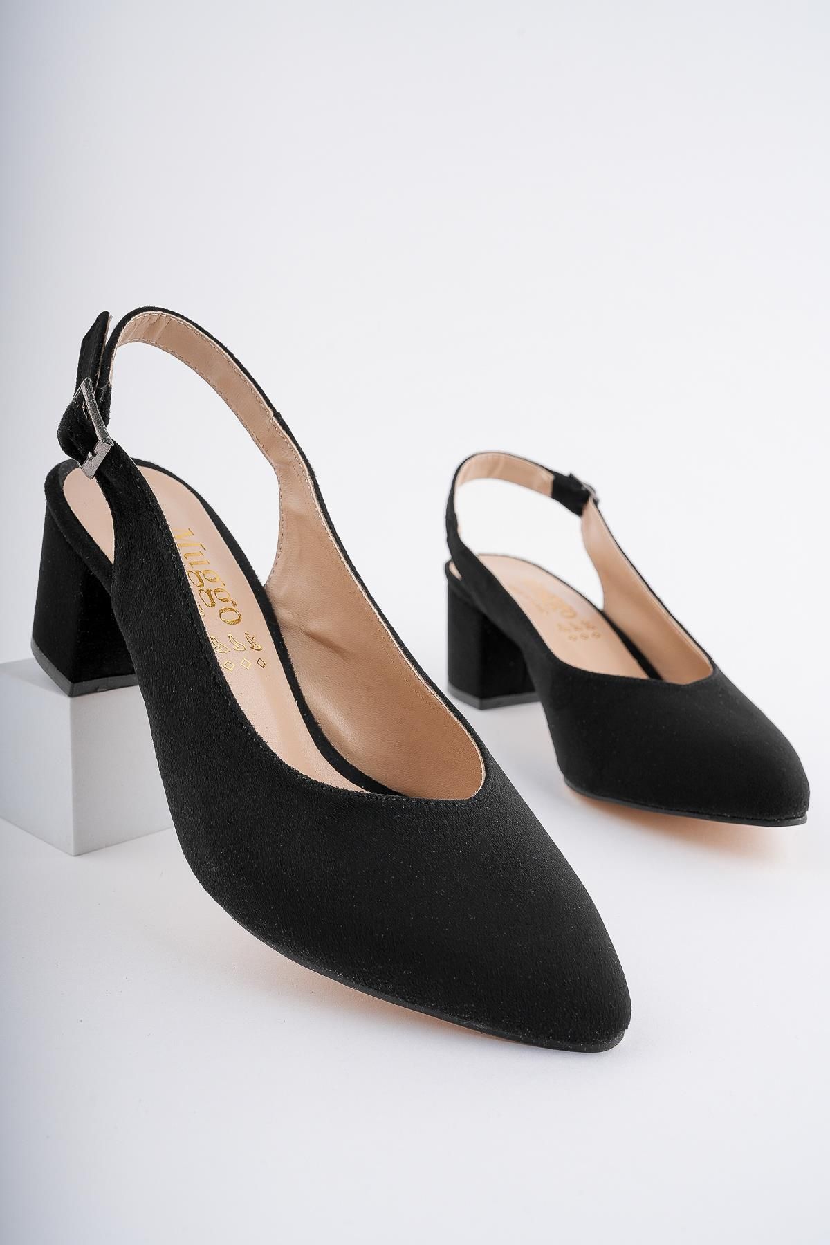 Muggo W0711 Garantili Kadın Arkası Açık Klasik Günlük Tarz Şık Ve Rahat Topuklu Ayakkabı