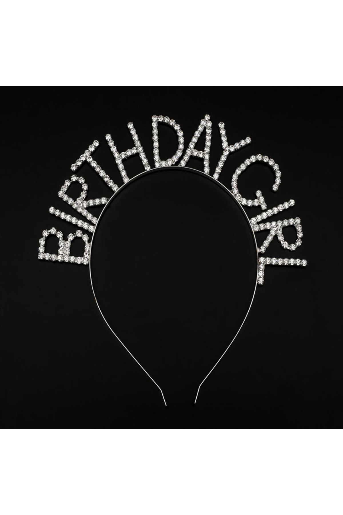Samur Gümüş Renk Metal Taşlı Birthday Girl Yazılı Doğum Günü