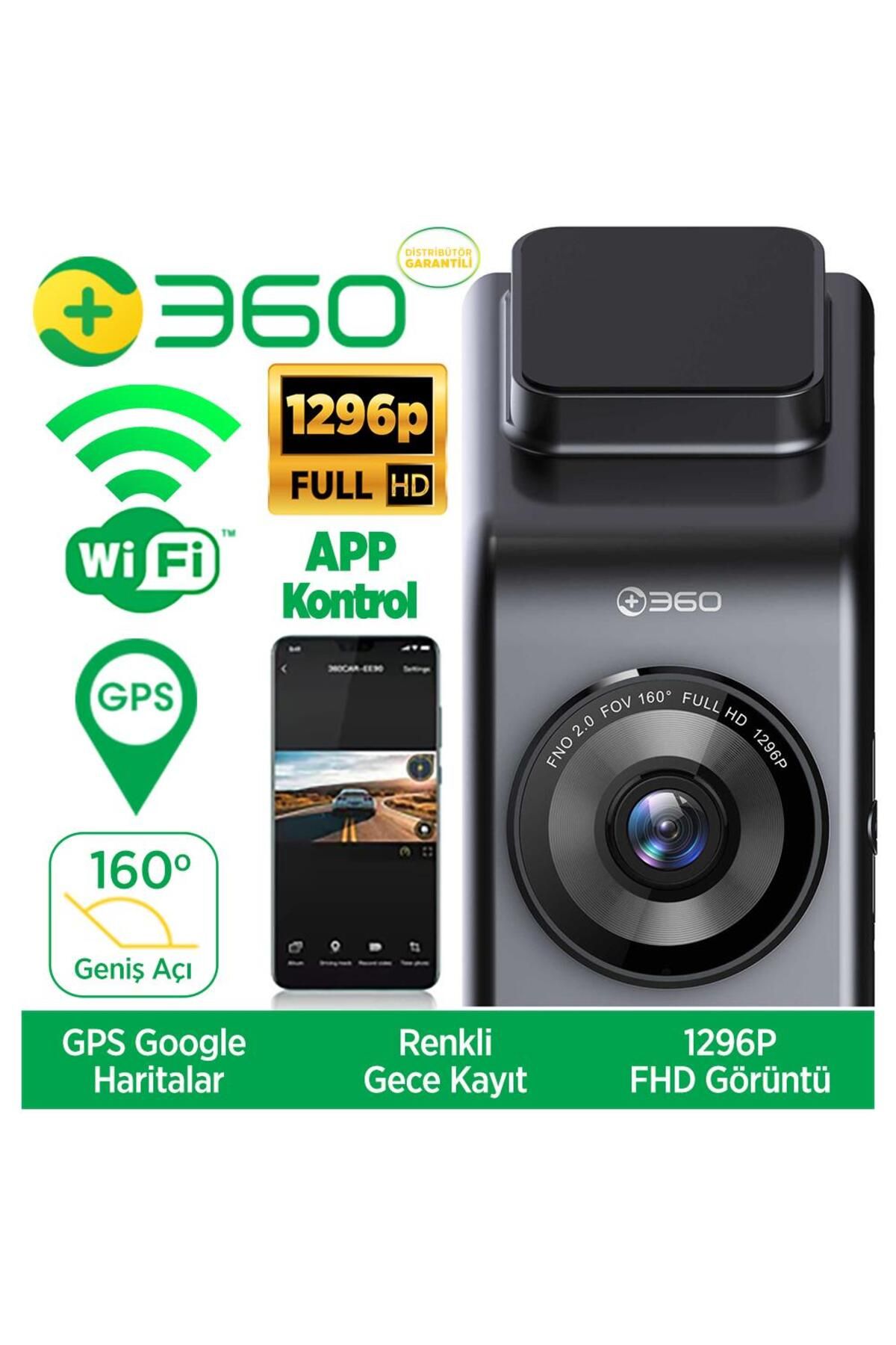 +360 360+ G300h Wifi + Gps 1296p 160° Geniş Açı Gece Görüş Akıllı Araç içi Kamera Uyumlu