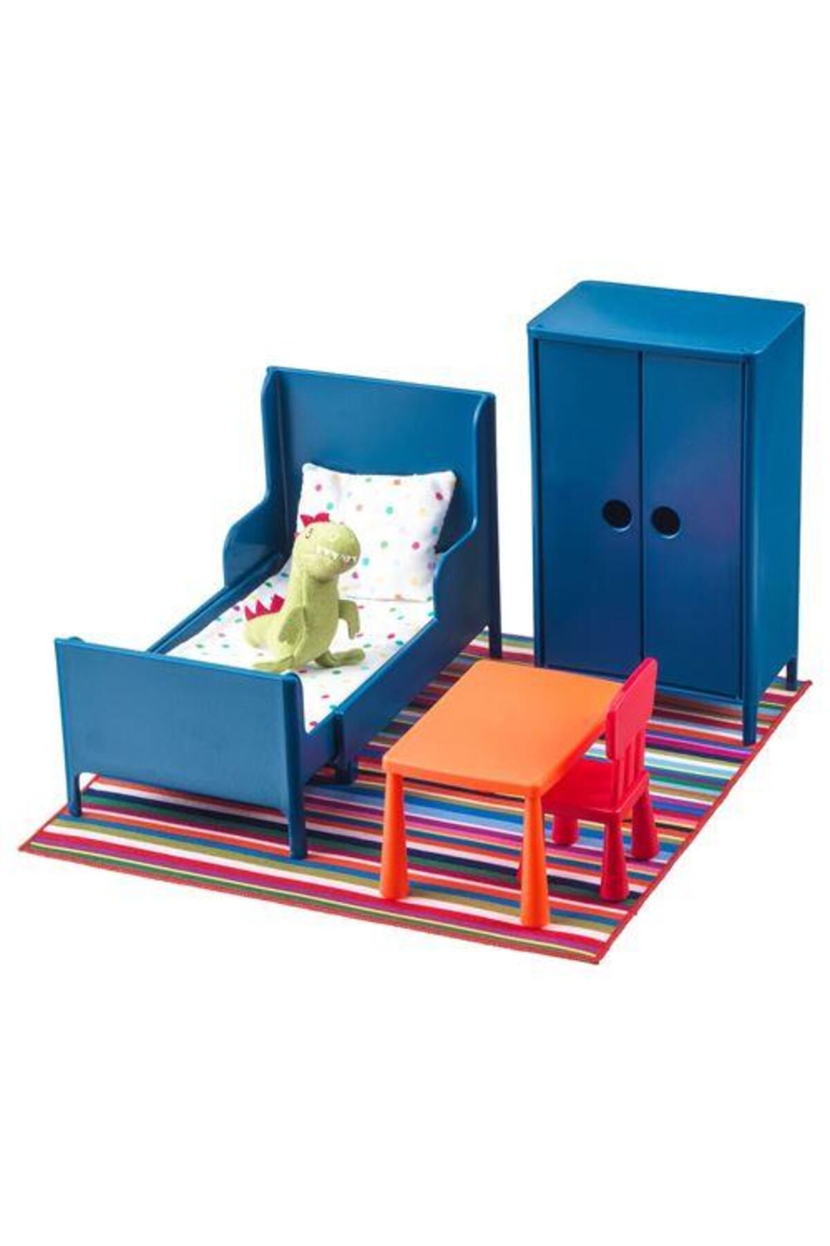 IKEA Çocuk Aktivite Oyuncağı Renkli Yatak Odası Takımı Meridyendukkan Yatak Odası Mobilya Oyuncak Takımı
