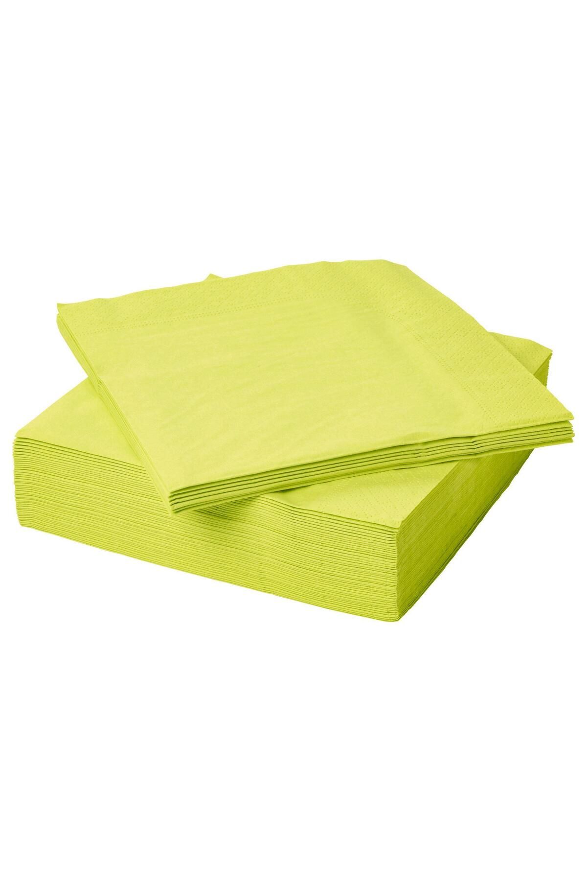 IKEA Kare Servis Peçete 40x40 Meridyendukkan 50 Adet Açık Yeşil-neon Renk Sunum Kağıt Peçete