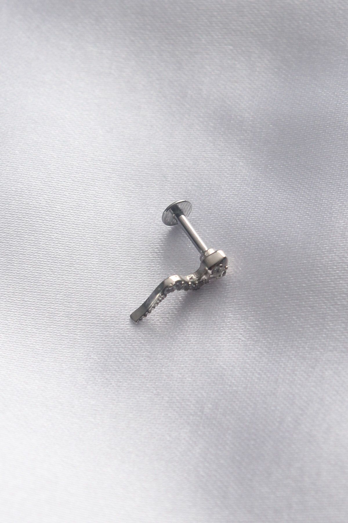 REKA MODA 316L Cerrahi Çelik 6 mm Gümüş Renk Yılan Tragus Piercing
